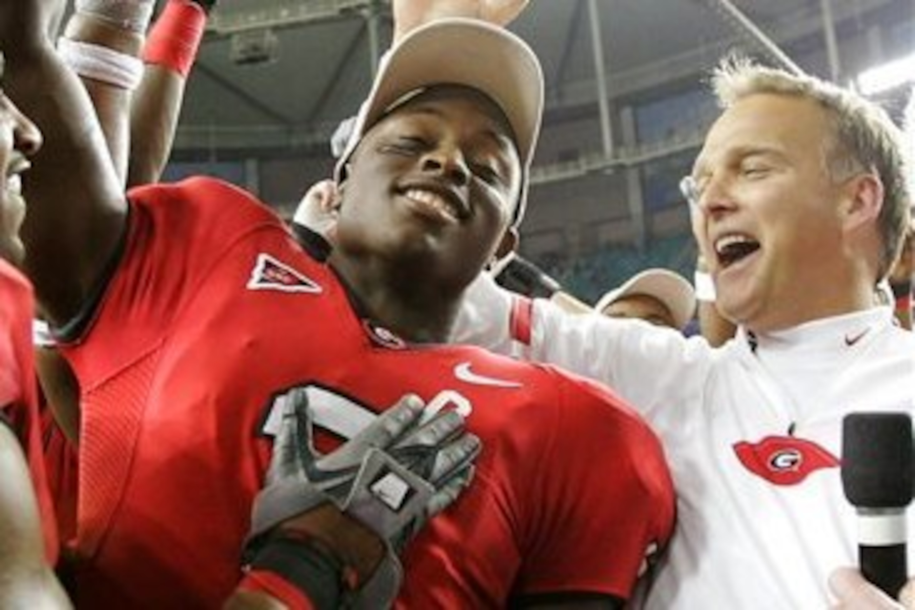 Former Georgia QB D.J. Shockley (left) and former Georgia head coach Mark Richt (right)
