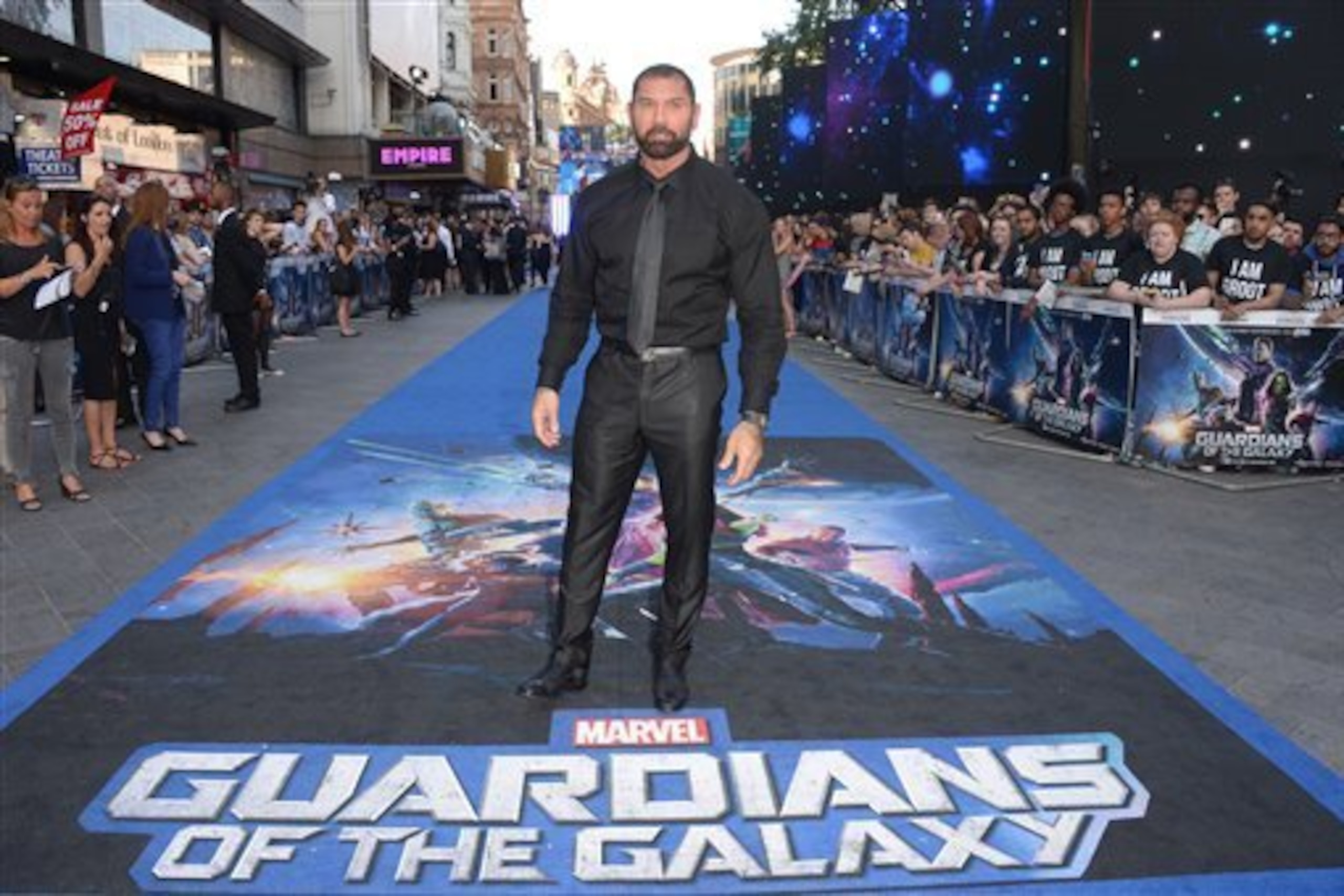 Batista (Dave Bautista) at a Guardians of the Galaxy premiere.