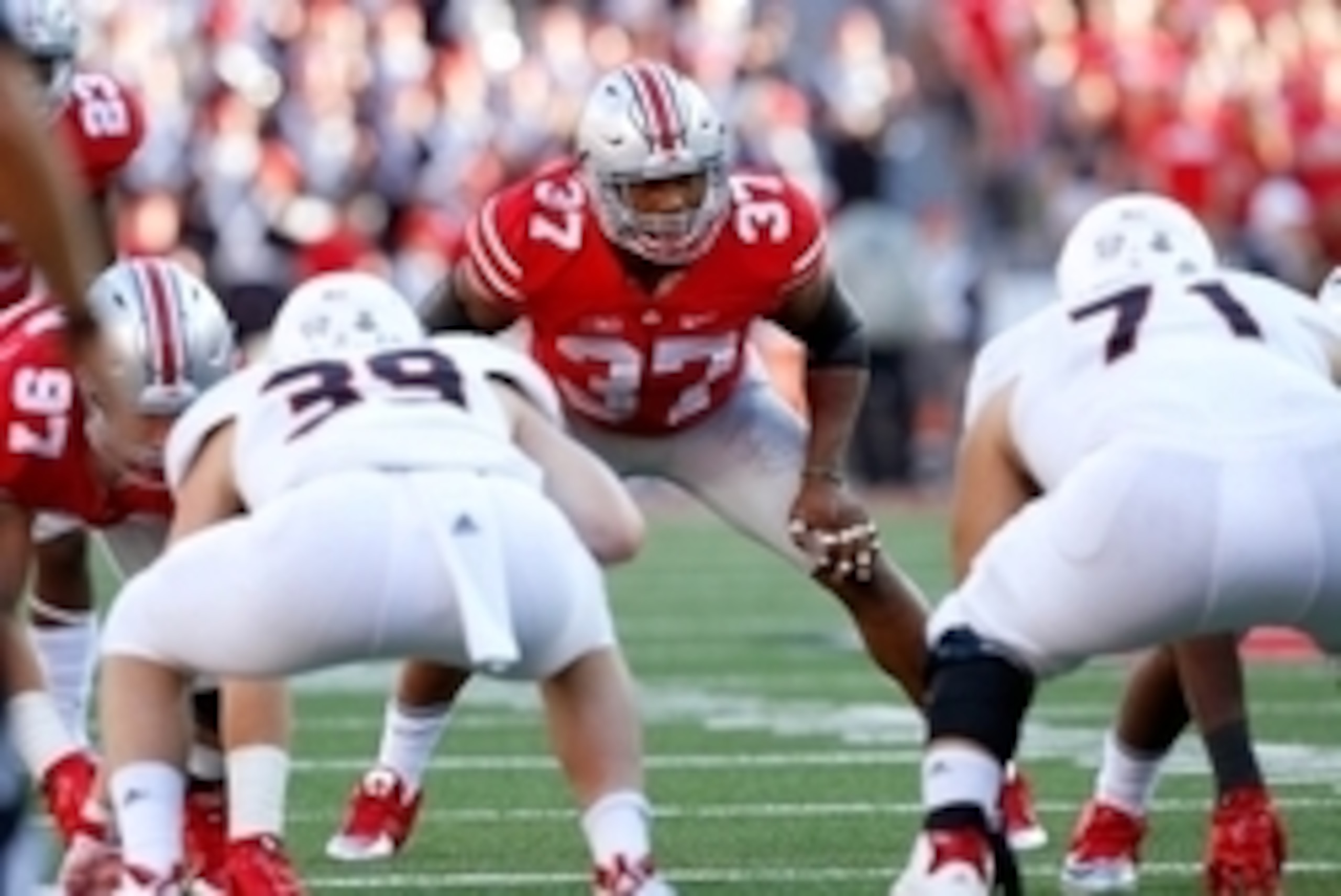 Sep 19, 2015; Columbus, OH, USA; Ohio State Buckeyes linebacker Joshua Perry (37) during the second half at Ohio Stadium. Ohio State won the game 20-13. Mandatory Credit: Joe Maiorana-USA TODAY Sports
