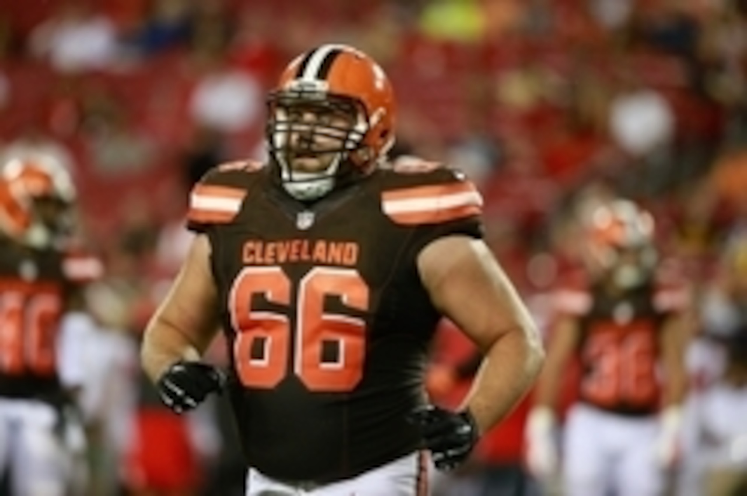 Aug 29, 2015; Tampa, FL, USA; Cleveland Browns defensive tackle Jamie Meder (66) during the second half at Raymond James Stadium. Cleveland Browns  defeated the Tampa Bay Buccaneers 31-7. Mandatory Credit: Kim Klement-USA TODAY Sports
