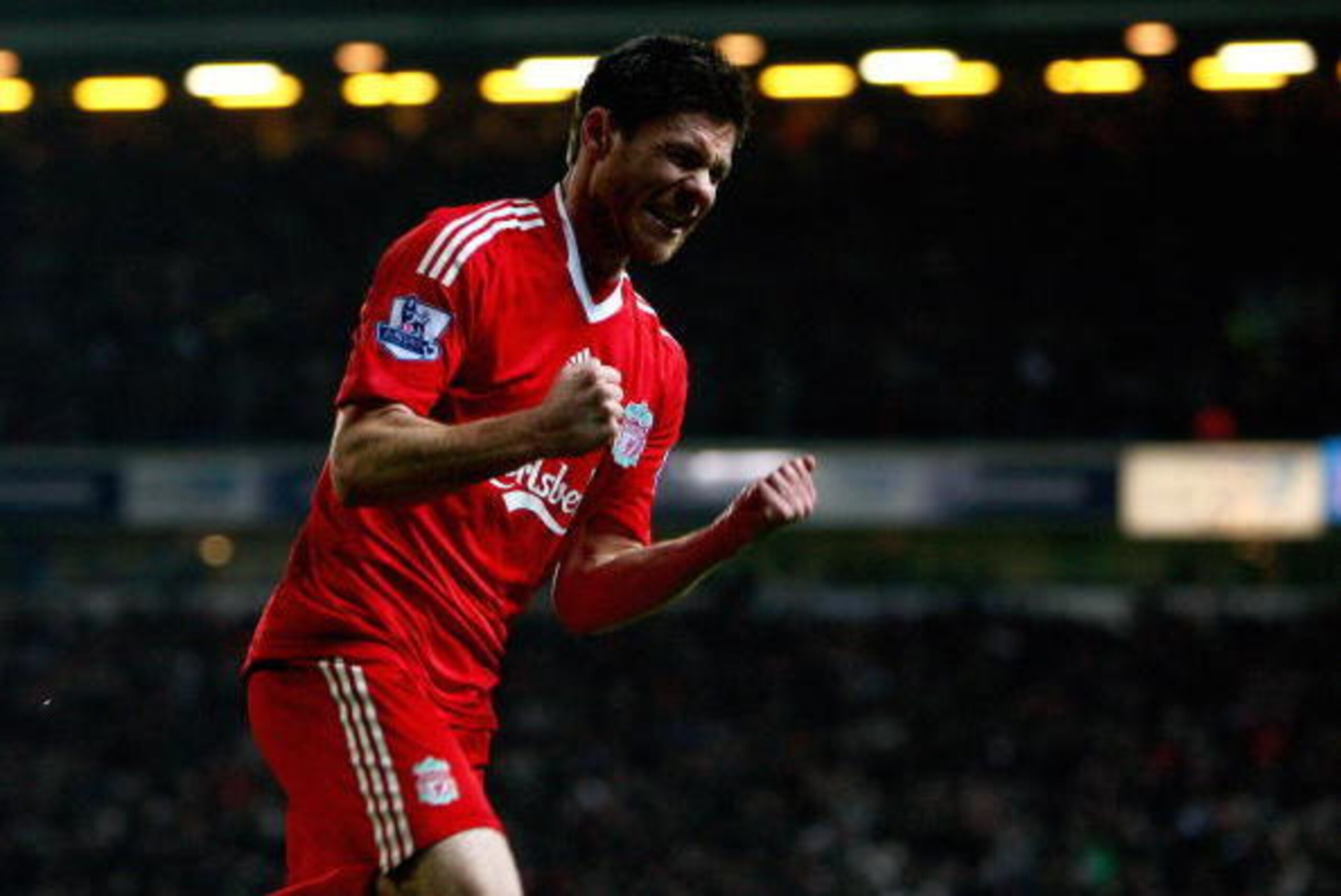 BLACKBURN, UNITED KINGDOM - DECEMBER 06: Xabi Alonso of Liverpool celebrates scoring the first goal during the Barclays Premier League match between Blackburn Rovers and Liverpool at Ewood Park on December 6, 2008 in Blackburn, England. (Photo by Clive BLACKBURN, UNITED KINGDOM - DECEMBER 06: Xabi Alonso of Liverpool celebrates scoring the first goal during the Barclays Premier League match between Blackburn Rovers and Liverpool at Ewood Park on December 6, 2008 in Blackburn, England. (Photo by Clive