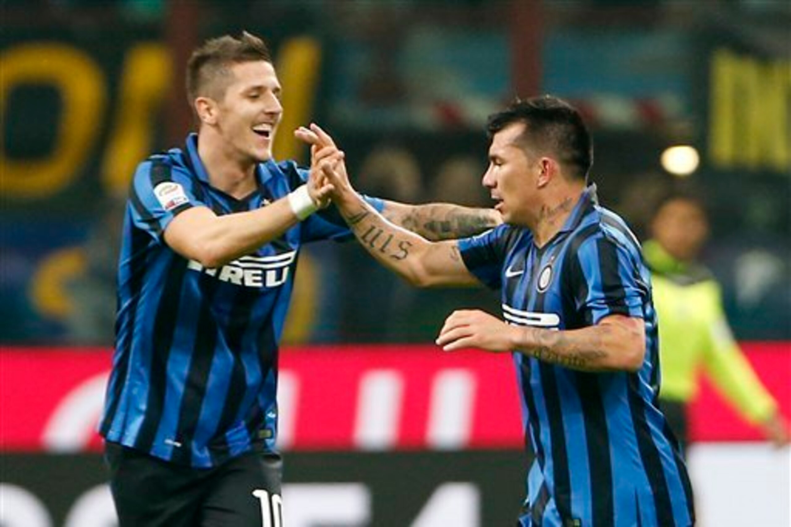 Stevan Jovetic, celebrating here with Gary Medel, has been one of the faces to reshape Inter this season