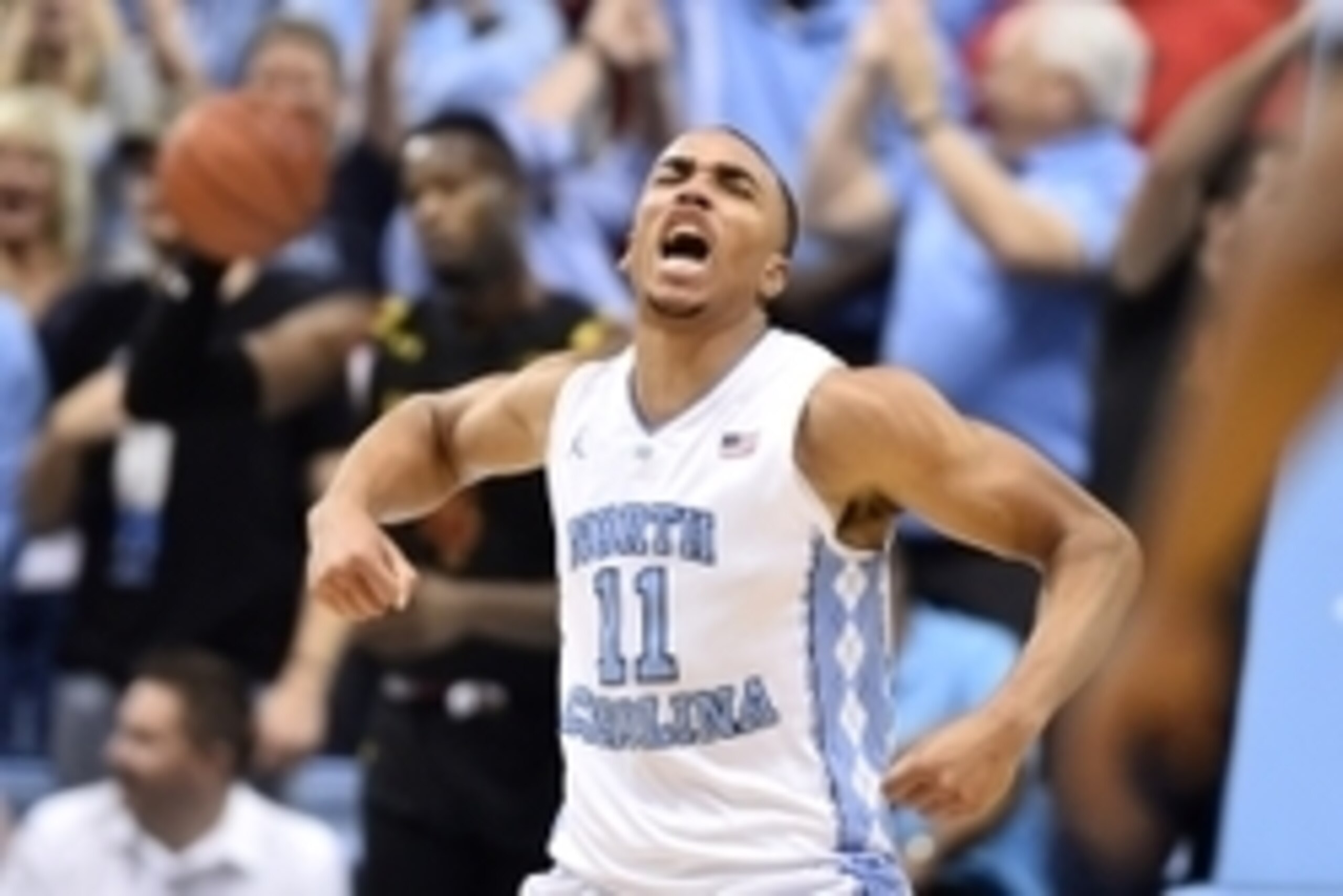 Dec 1, 2015; Chapel Hill, NC, USA; North Carolina Tar Heels forward Brice Johnson (11) reacts in the first half at Dean E. Smith Center. Mandatory Credit: Bob Donnan-USA TODAY Sports
