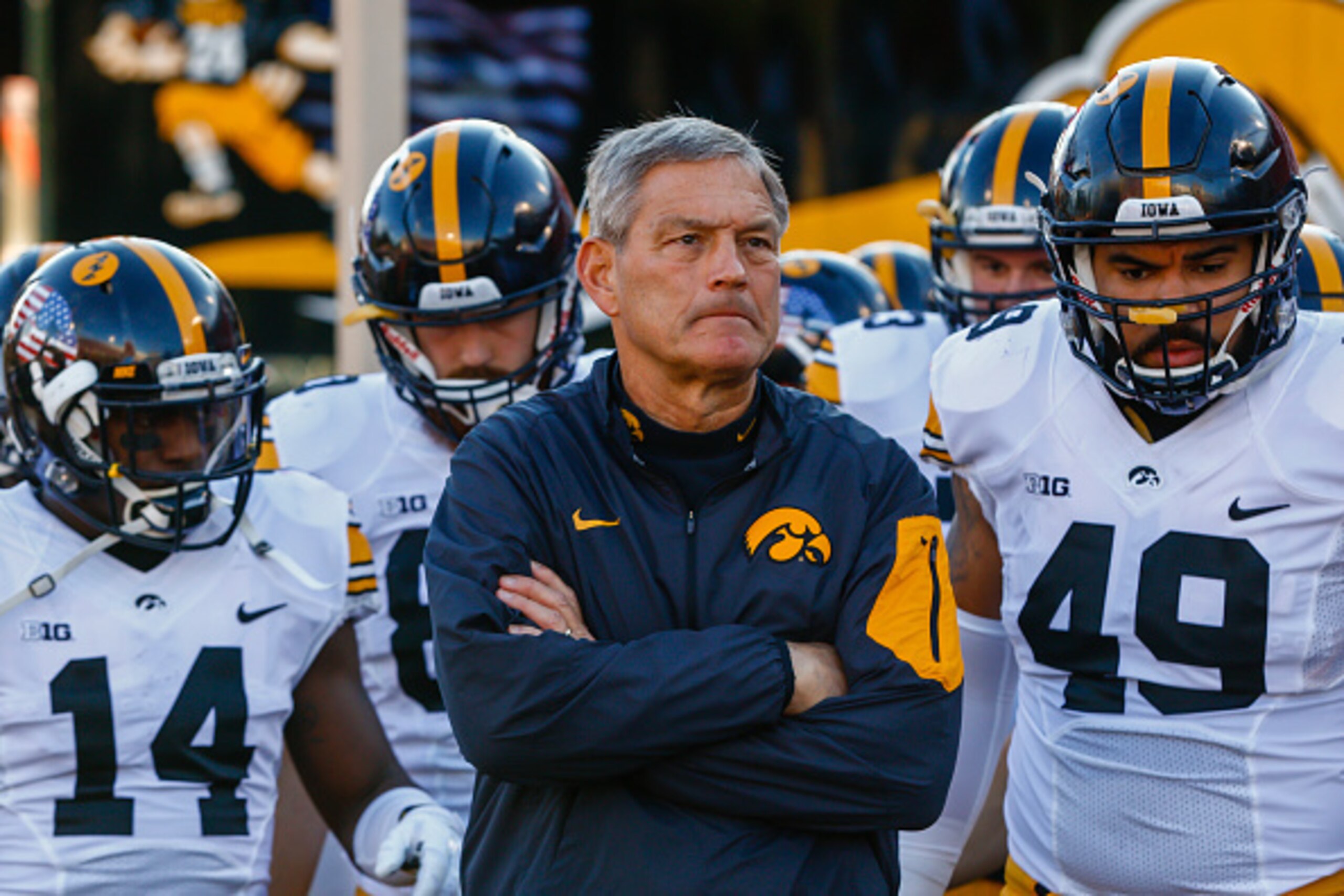 BLOOMINGTON, IN - NOVEMBER 7: Head coach Kirk Ferentz of the Iowa Hawkeyes is seen before the game against the Indiana Hoosiers at Memorial Stadium on November 7, 2015 in Bloomington, Indiana. (Photo by Michael Hickey/Getty Images)