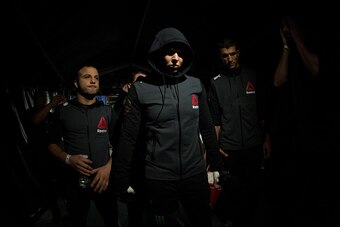 MELBOURNE, AUSTRALIA - NOVEMBER 15:  Ronda Rousey prepares to enter the Octagon before facing Holly Holm in their UFC women's bantamweight championship bout during the UFC 193 event at Etihad Stadium on November 15, 2015 in Melbourne, Australia. (Photo by