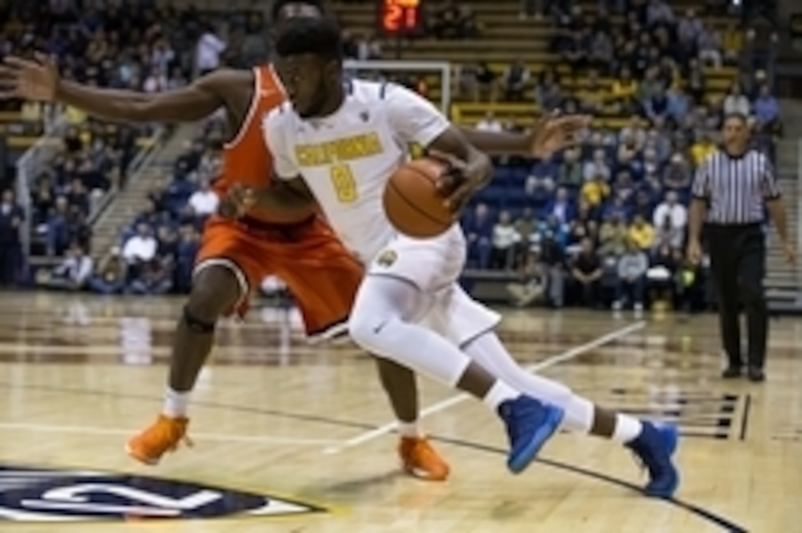 Nov 23, 2015; Berkeley, CA, USA; California Golden Bears forward Jaylen Brown (0) drives in against Sam Houston State Bearkats forward Torry Butler (24) during the first half at Haas Pavilion. Mandatory Credit: Kelley L Cox-USA TODAY Sports Nov 23, 2015; Berkeley, CA, USA; California Golden Bears forward Jaylen Brown (0) drives in against Sam Houston State Bearkats forward Torry Butler (24) during the first half at Haas Pavilion. Mandatory Credit: Kelley L Cox-USA TODAY Sports