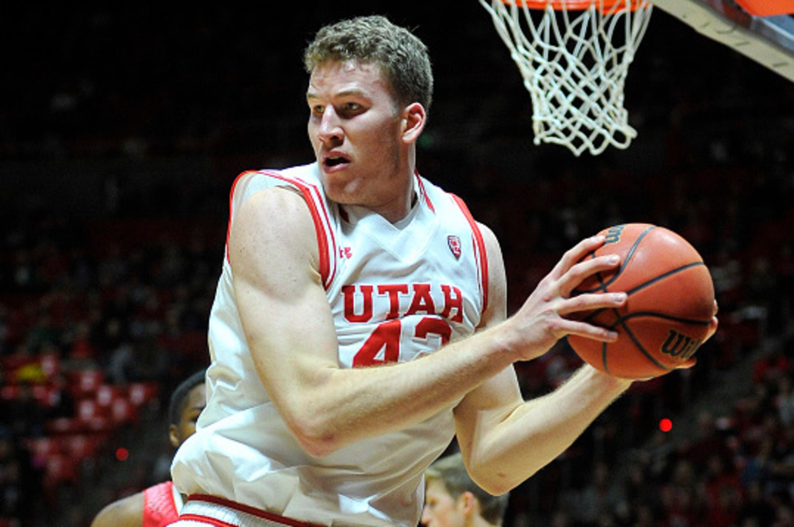 SALT LAKE CITY, UT- NOVEMBER 13: Jakob Poeltl #42 of the Utah Utes grabs a rebound against the Southern Utah Thunderbirds at the Jon M. Huntsman Center on November 13, 2015 in Salt Lake City, Utah. (Photo by Gene Sweeney Jr/Getty Images) SALT LAKE CITY, UT- NOVEMBER 13: Jakob Poeltl #42 of the Utah Utes grabs a rebound against the Southern Utah Thunderbirds at the Jon M. Huntsman Center on November 13, 2015 in Salt Lake City, Utah. (Photo by Gene Sweeney Jr/Getty Images)