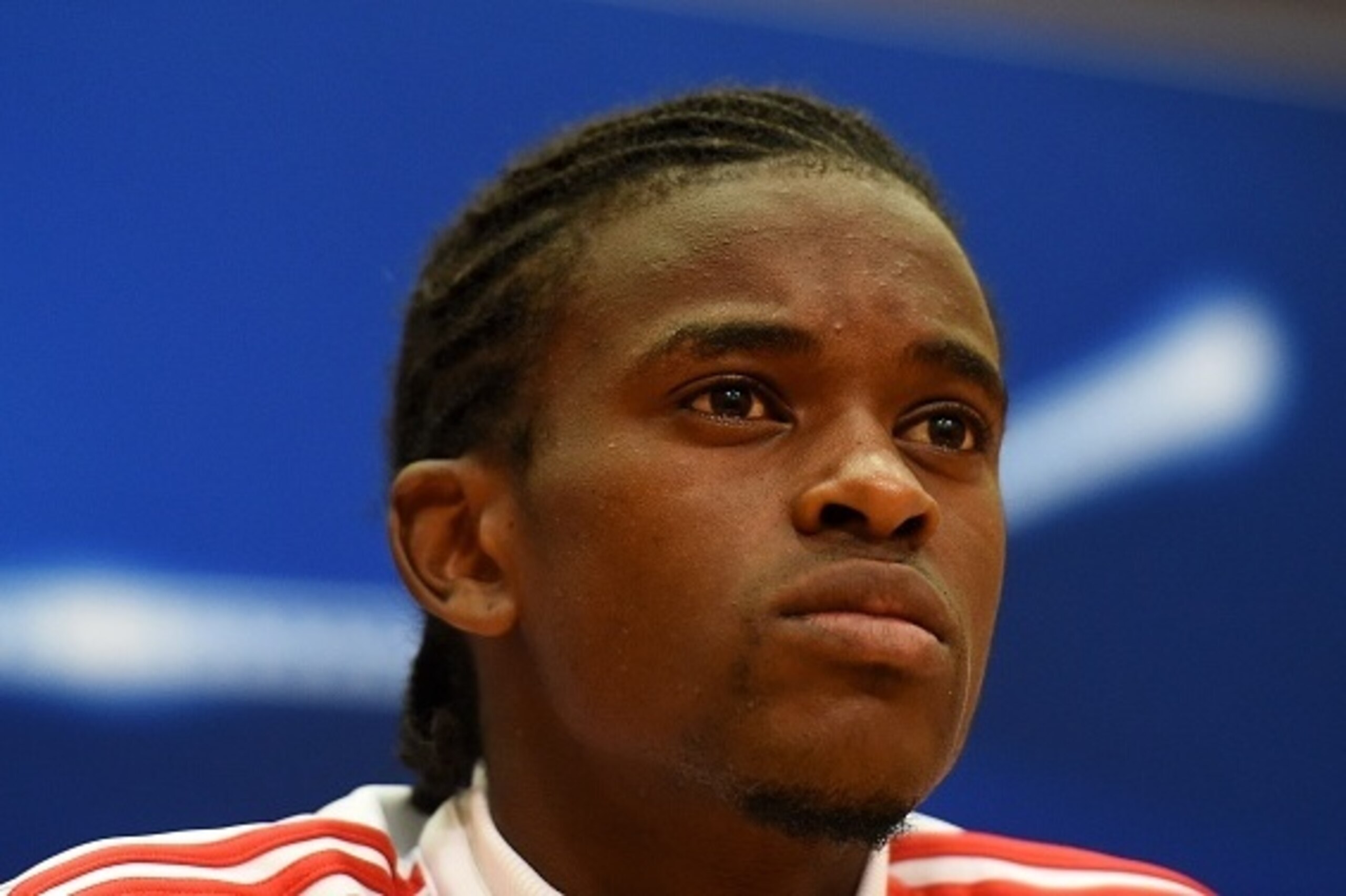 Benfica's defender Nelson Semedo looks on during a press conference at Benfica's training grounds in Seixal, outskirts Lisbon, on September 14, 2015, on the eve of the UEFA Champions League Group C football match SL Benfica vs FC Astana. AFP PHOTO/ FRANCI