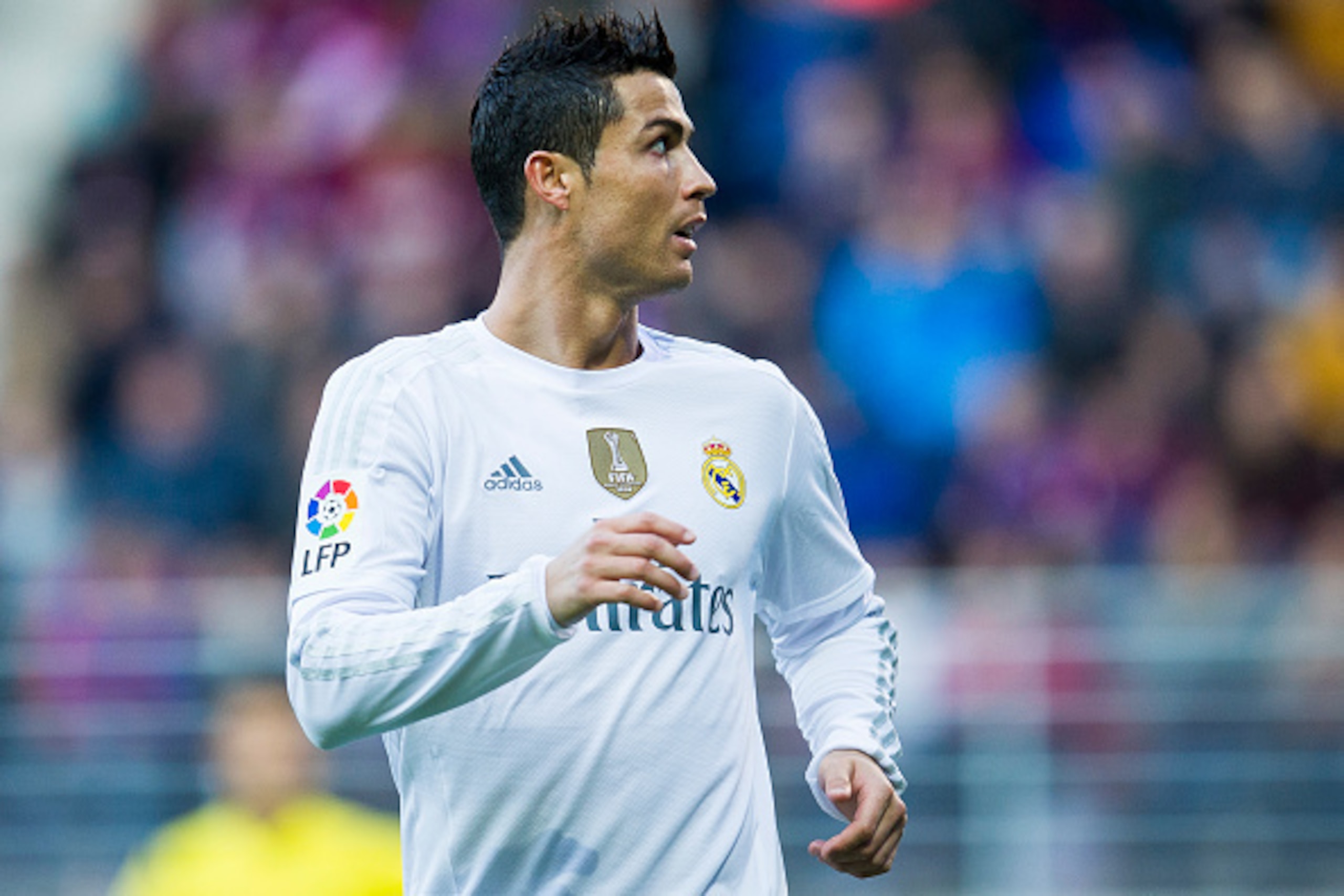 EIBAR, SPAIN - NOVEMBER 29: Cristiano Ronaldo of Real Madrid reacts during the La Liga match between SD Eibar and Real Madrid at Ipurua Municipal Stadium at Ipurua Municipal Stadium on November 29, 2015 in Eibar, Spain. (Photo by Juan Manuel Serrano Arc EIBAR, SPAIN - NOVEMBER 29: Cristiano Ronaldo of Real Madrid reacts during the La Liga match between SD Eibar and Real Madrid at Ipurua Municipal Stadium at Ipurua Municipal Stadium on November 29, 2015 in Eibar, Spain. (Photo by Juan Manuel Serrano Arc