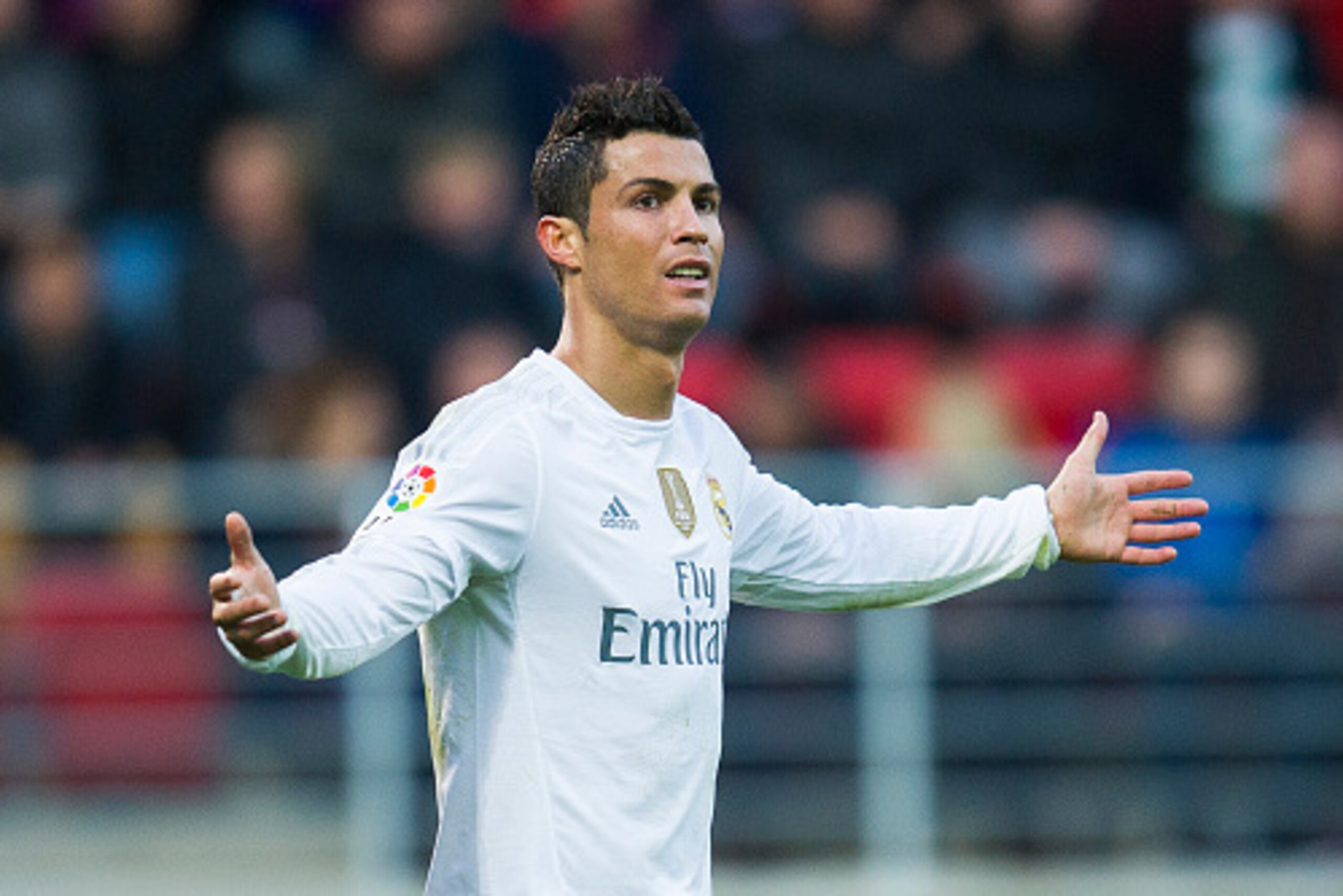 EIBAR, SPAIN - NOVEMBER 29: Cristiano Ronaldo of Real Madrid reacts during the La Liga match between SD Eibar and Real Madrid at Ipurua Municipal Stadium at Ipurua Municipal Stadium on November 29, 2015 in Eibar, Spain. (Photo by Juan Manuel Serrano Arc EIBAR, SPAIN - NOVEMBER 29: Cristiano Ronaldo of Real Madrid reacts during the La Liga match between SD Eibar and Real Madrid at Ipurua Municipal Stadium at Ipurua Municipal Stadium on November 29, 2015 in Eibar, Spain. (Photo by Juan Manuel Serrano Arc