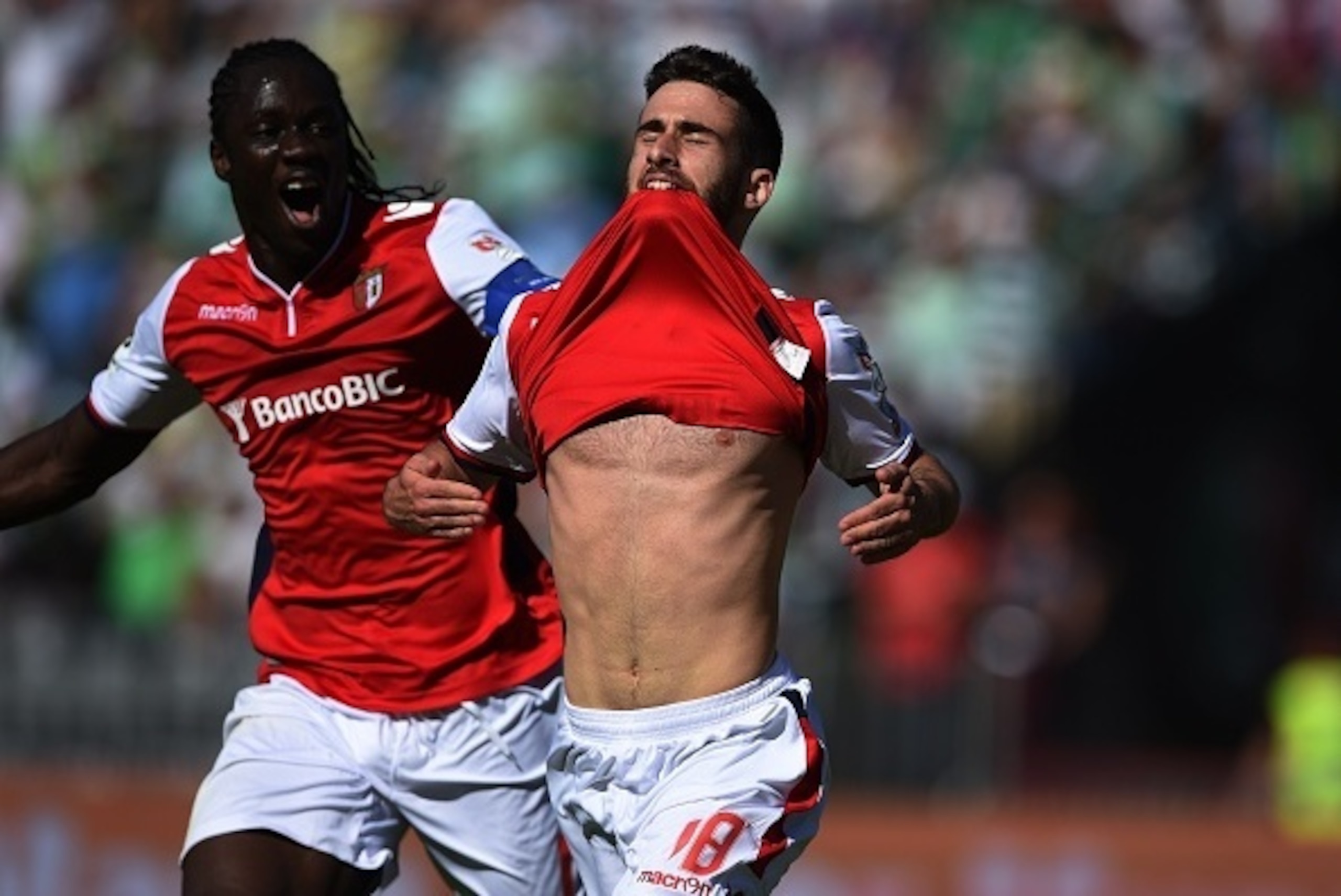 Braga's midfielder Rafa Silva (R) celebrates with temmate forward Ederzito Lopes after scoring a goal during the Taca de Portugal (Portuguese Cup) football match final Sporting CP vs SC Braga at Jamor stadium in Oeiras, outskirts of Lisbon on May 31, 2015 Braga's midfielder Rafa Silva (R) celebrates with temmate forward Ederzito Lopes after scoring a goal during the Taca de Portugal (Portuguese Cup) football match final Sporting CP vs SC Braga at Jamor stadium in Oeiras, outskirts of Lisbon on May 31, 2015