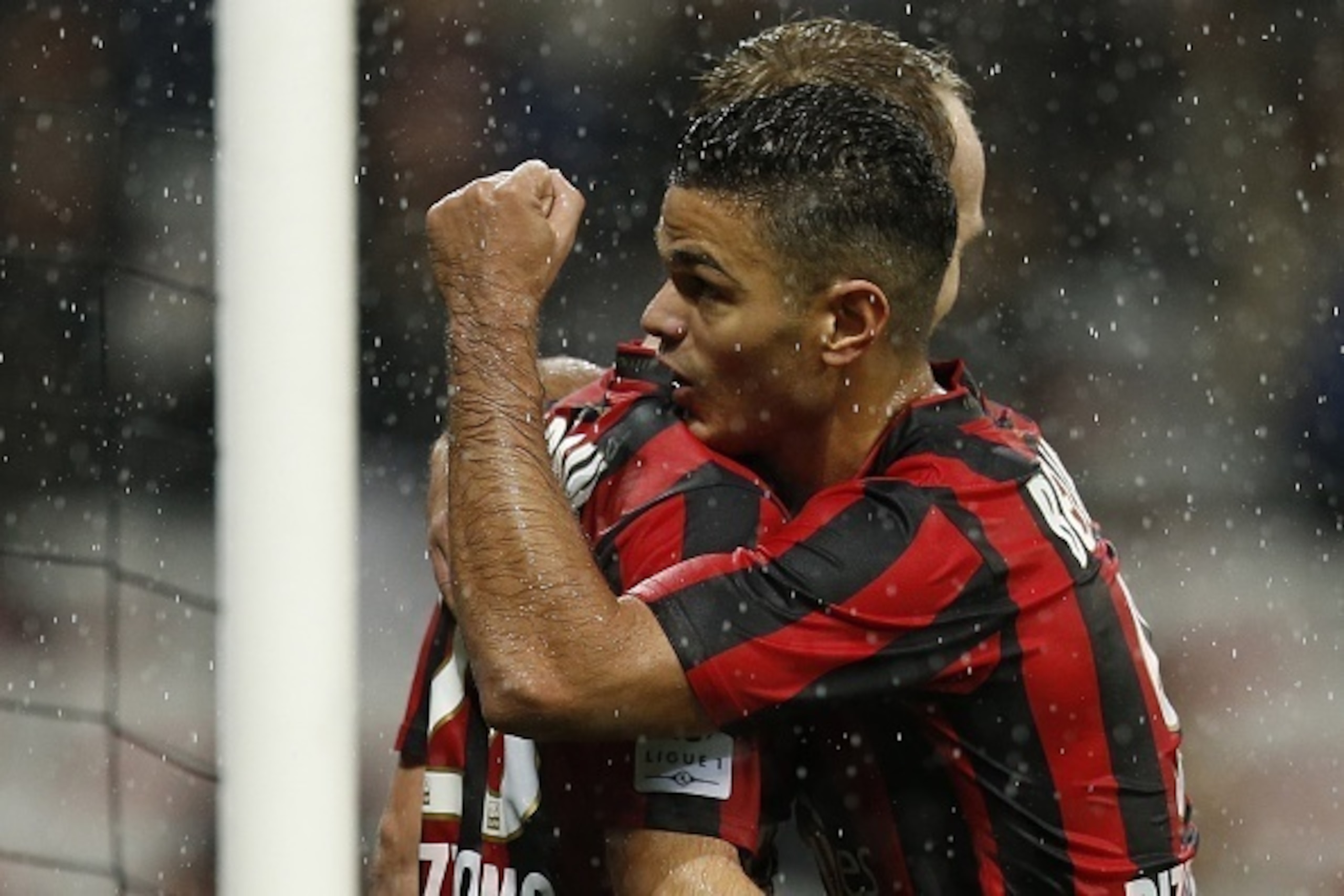 Nice's French forward Valere Germain celebrates with Nice's French forward Hatem Ben Arfa after scoring a goal during the French L1 football match Nice (OGC Nice) vs Nantes (FCN) on October 03, 2015 at the 'Allianz Riviera' stadium in Nice, southeastern F Nice's French forward Valere Germain celebrates with Nice's French forward Hatem Ben Arfa after scoring a goal during the French L1 football match Nice (OGC Nice) vs Nantes (FCN) on October 03, 2015 at the 'Allianz Riviera' stadium in Nice, southeastern F