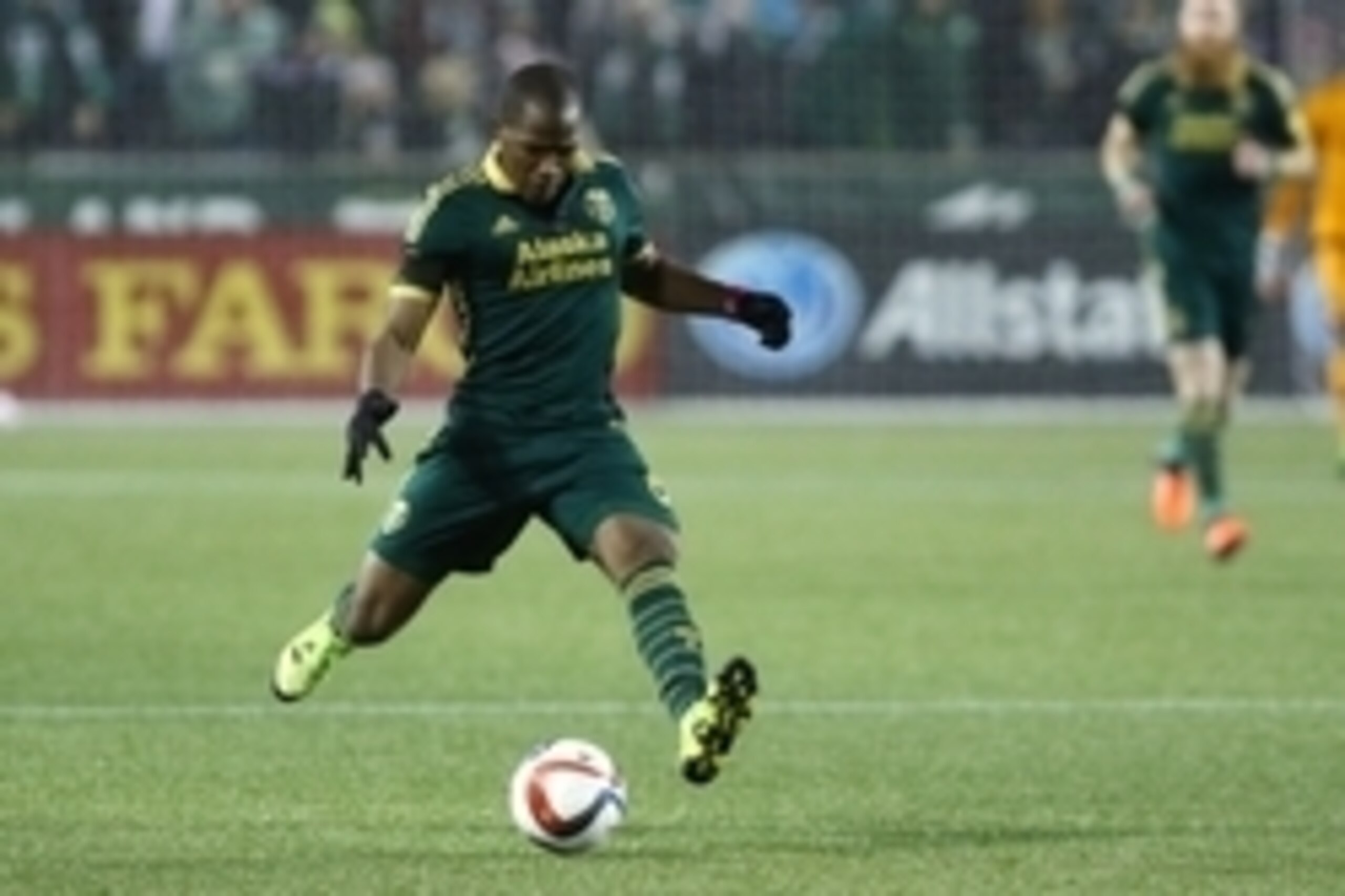 Nov 22, 2015; Portland, OR, USA; Portland Timbers forward/midfielder Darlington Nagbe (6) advances the ball in the first half against the FC Dallas in leg one of the Western Conference championship at Providence Park. Mandatory Credit: Jaime Valdez-USA TO