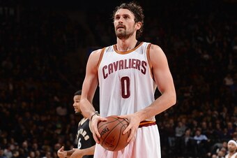 TORONTO, CANADA - NOVEMBER 25:  Kevin Love #0 of the Cleveland Cavaliers shoots a free throw against the Toronto Raptors on November 25, 2015 at the Air Canada Centre in Toronto, Ontario, Canada.  NOTE TO USER: User expressly acknowledges and agrees that,