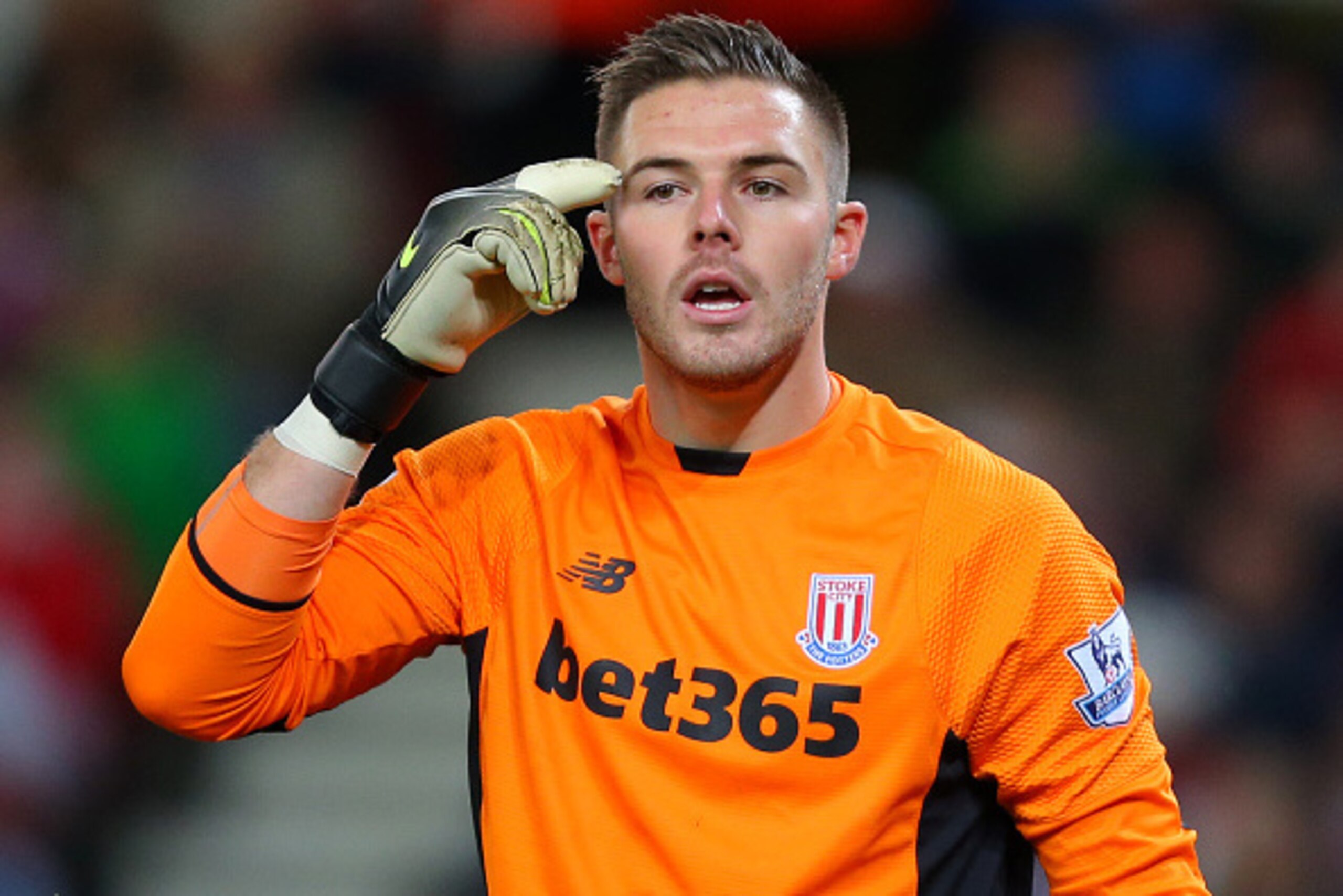 STOKE-ON-TRENT, ENGLAND - DECEMBER 1: Jack Butland of Stoke City during the Capital One Cup match between Stoke City and Sheffield Wednesday at the Britannia Stadium on December 1, 2015 in Stoke-on-Trent, England. (Photo by Dave Thompson/Getty Images)