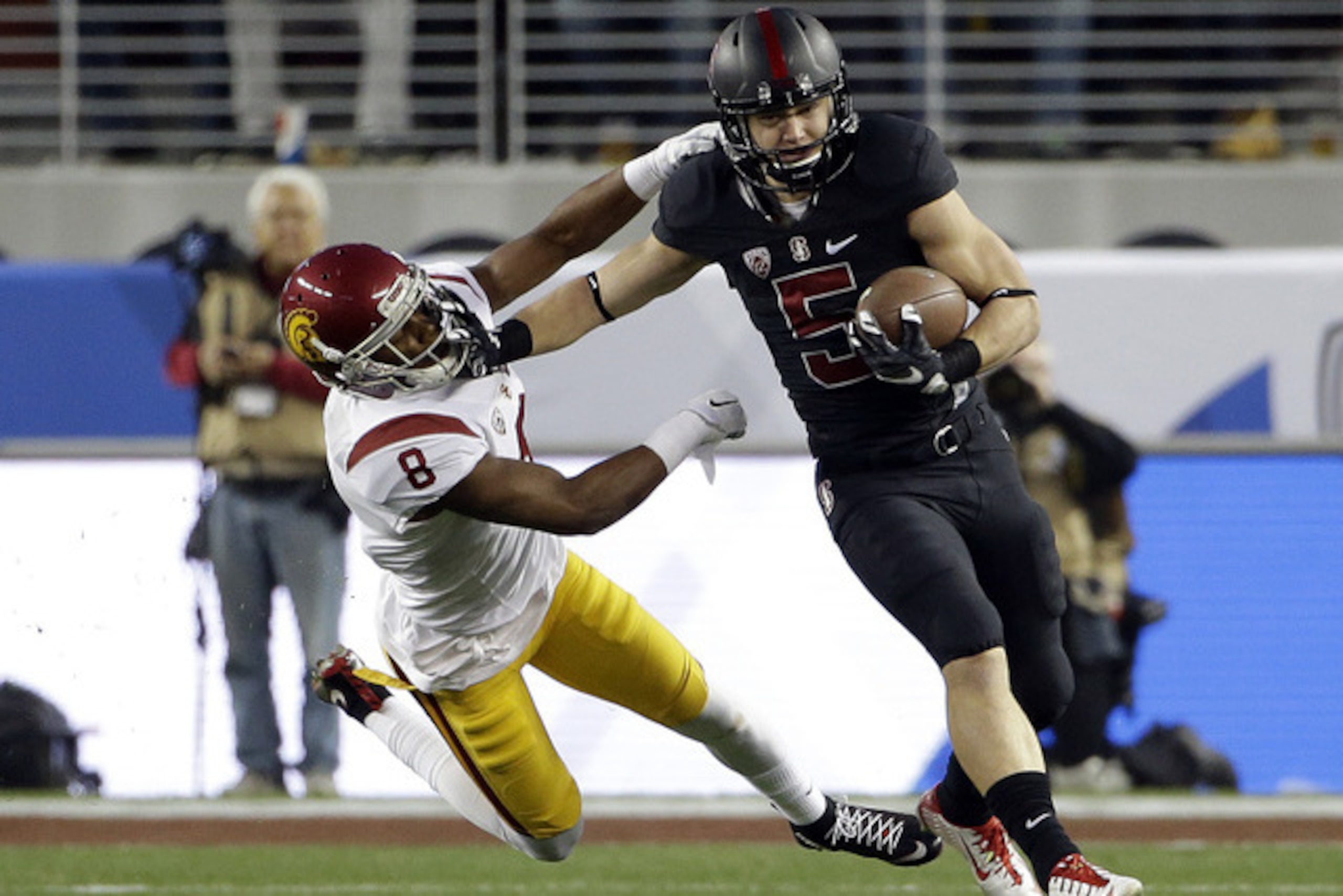 Stanford running back Christian McCaffrey (right)