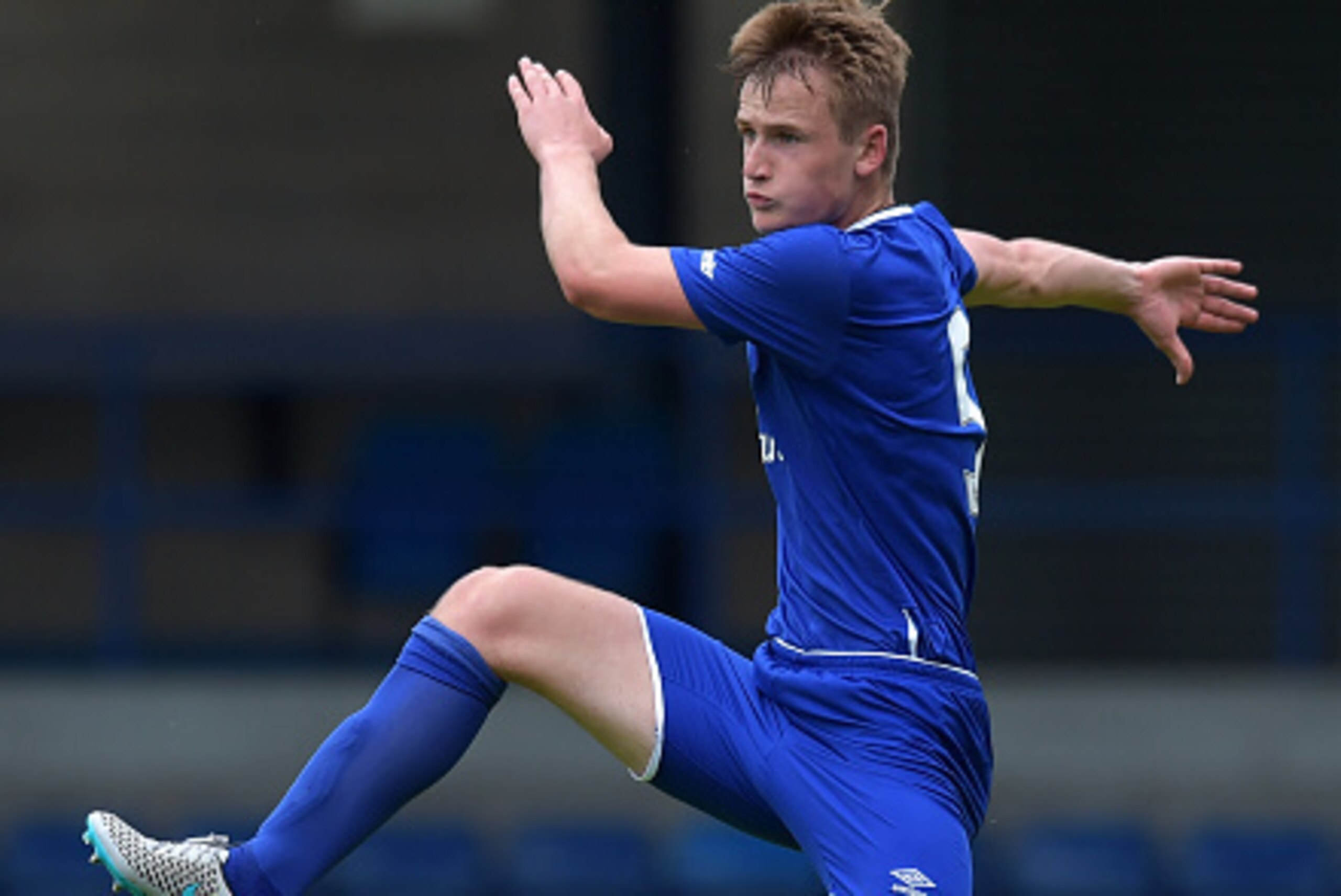LURGAN, NORTHERN IRELAND - JULY 18:  Callum Connolly of Everton during the Glenavon v Everton U-21 friendly game at Mourneview Park on July 18, 2015 in Lurgan, Northern Ireland.  (Photo by Charles McQuillan/Getty Images)
