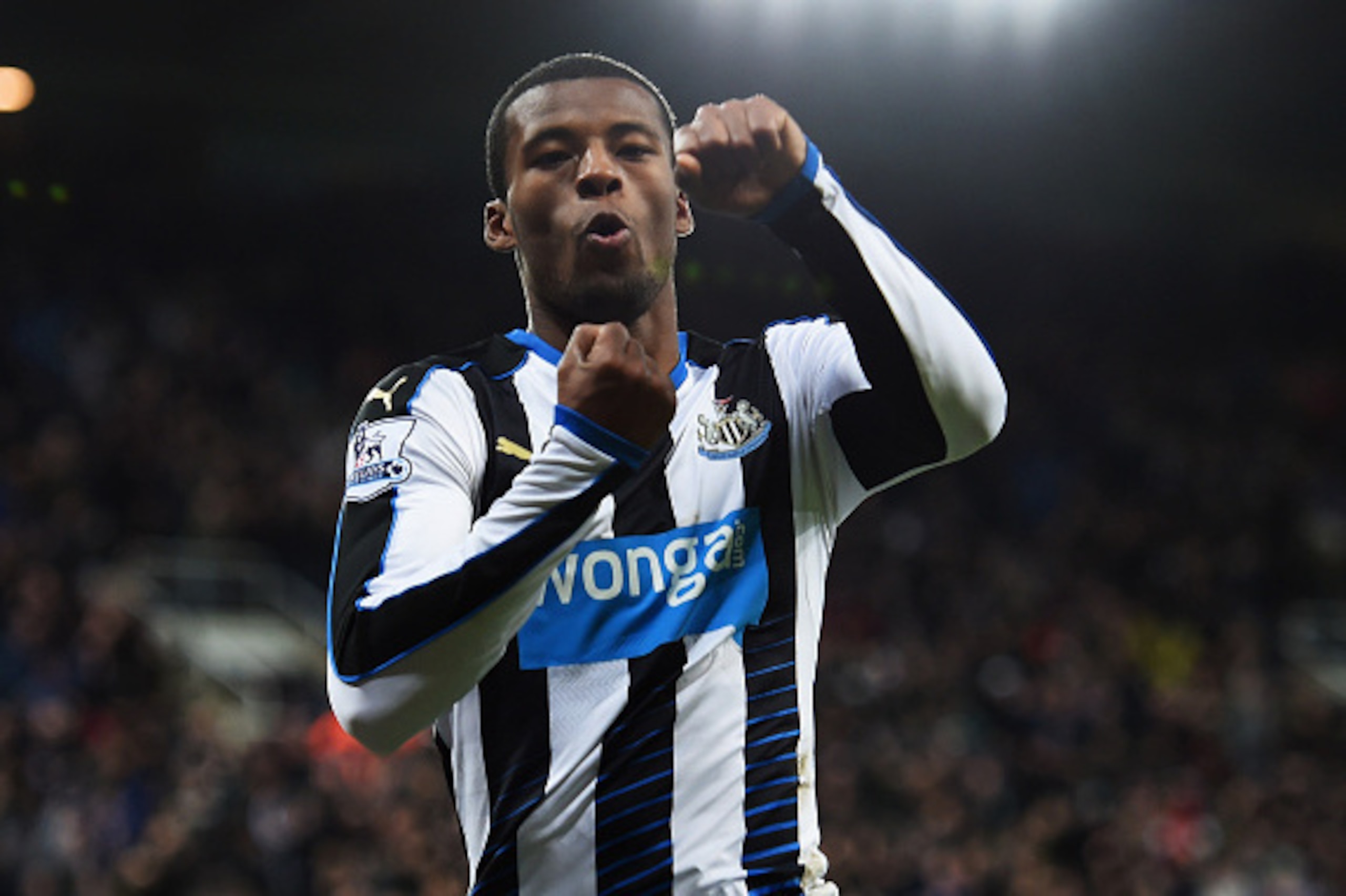 NEWCASTLE UPON TYNE, ENGLAND - DECEMBER 06: Georginio Wijnaldum of Newcastle United celebrates as he scores their second goal during the Barclays Premier League match between Newcastle United and Liverpool at St James' Park on December 6, 2015 in Newcast NEWCASTLE UPON TYNE, ENGLAND - DECEMBER 06: Georginio Wijnaldum of Newcastle United celebrates as he scores their second goal during the Barclays Premier League match between Newcastle United and Liverpool at St James' Park on December 6, 2015 in Newcast