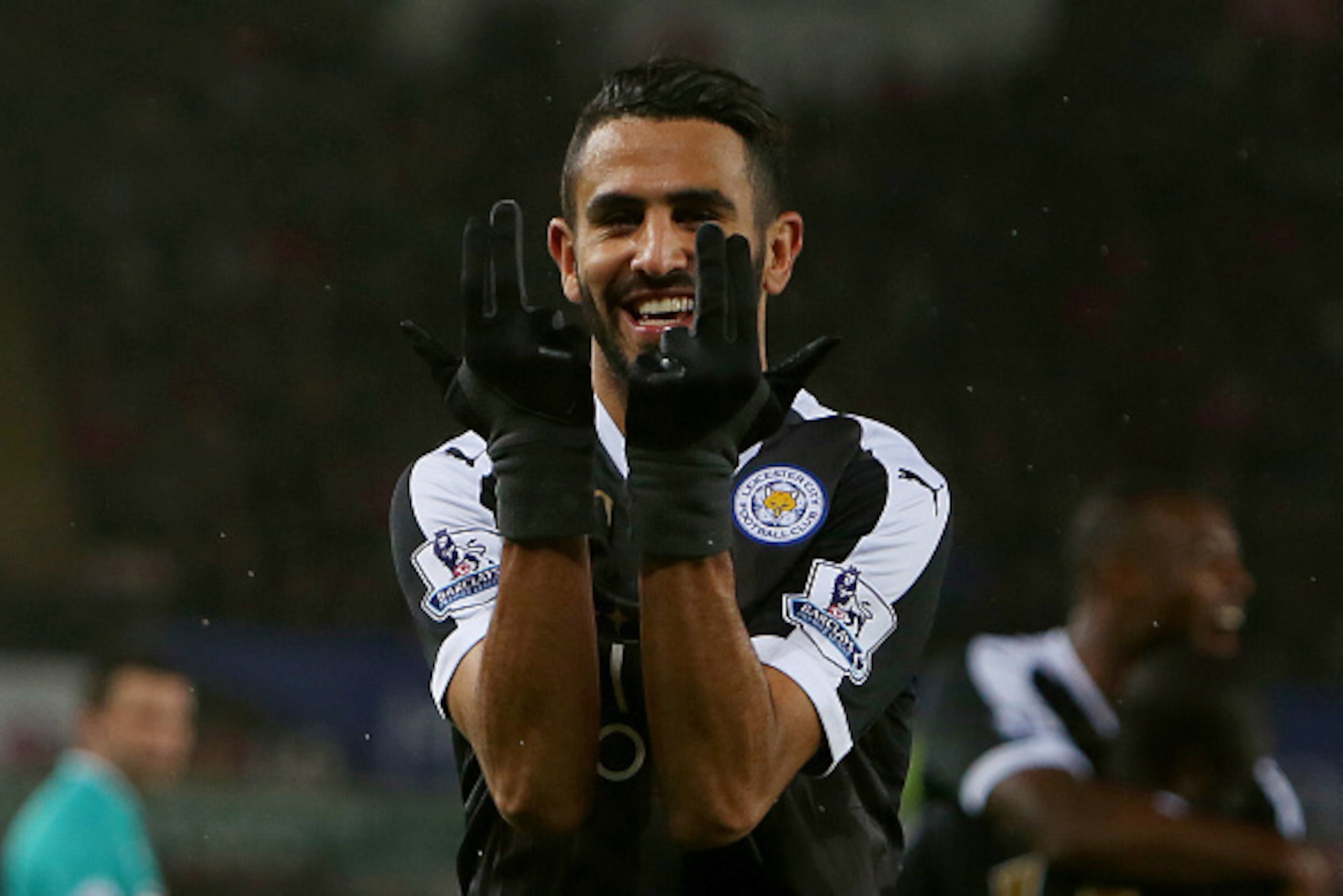 Leicester City's Algerian midfielder Riyad Mahrez celebrates after scoring his third goal during the English Premier League football match between Swansea City and Leicester City at The Liberty Stadium in Swansea, south Wales on December 5, 2015. AF Leicester City's Algerian midfielder Riyad Mahrez celebrates after scoring his third goal during the English Premier League football match between Swansea City and Leicester City at The Liberty Stadium in Swansea, south Wales on December 5, 2015. AF