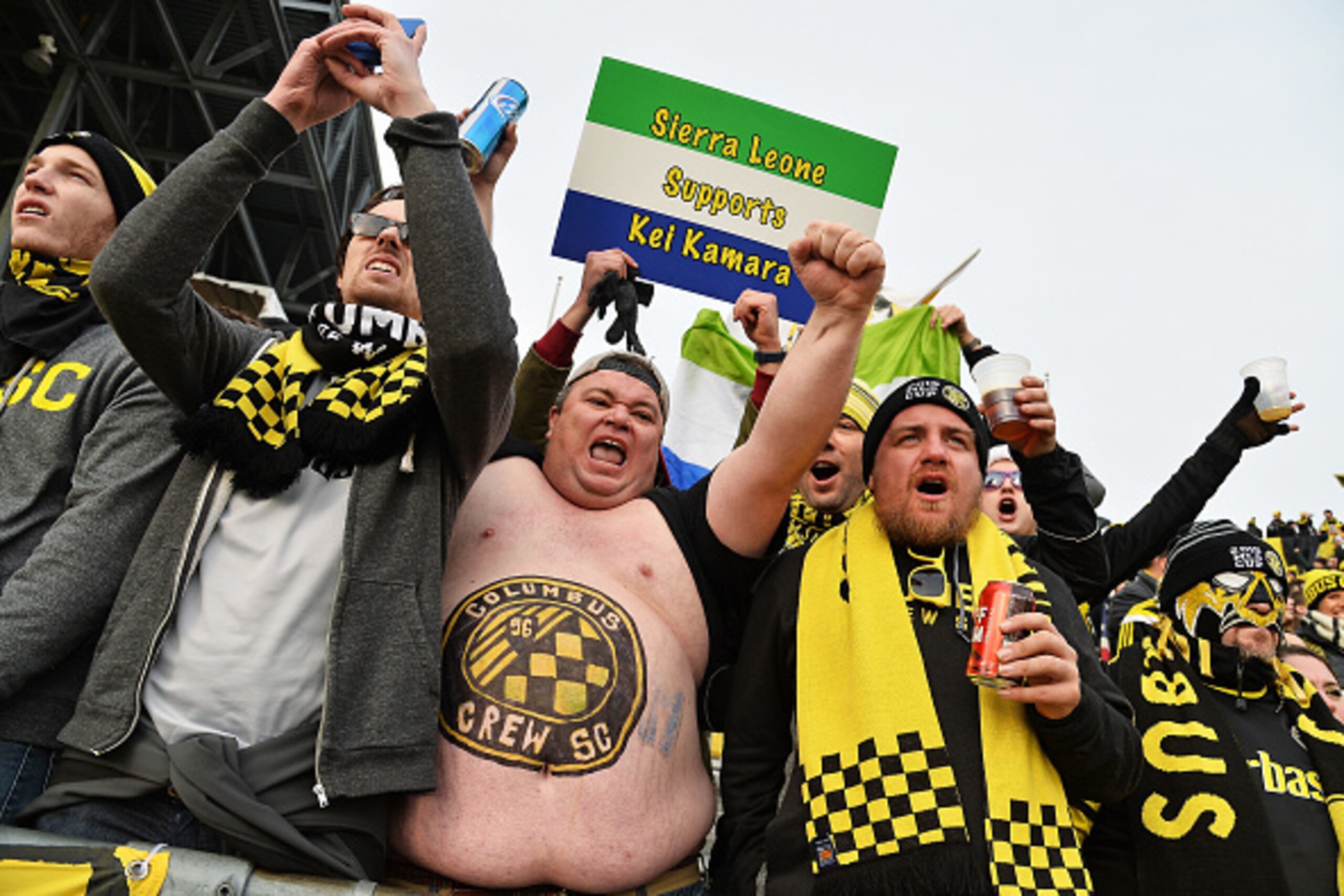COLUMBUS, OH - DECEMBER 6:  Fans of Columbus Crew SC cheer before the 2015 MLS Cup between the Columbus Crew SC and the Portland Timbers on December 6, 2015 at MAPFRE Stadium in Columbus, Ohio.  (Photo by Jamie Sabau/Getty Images)