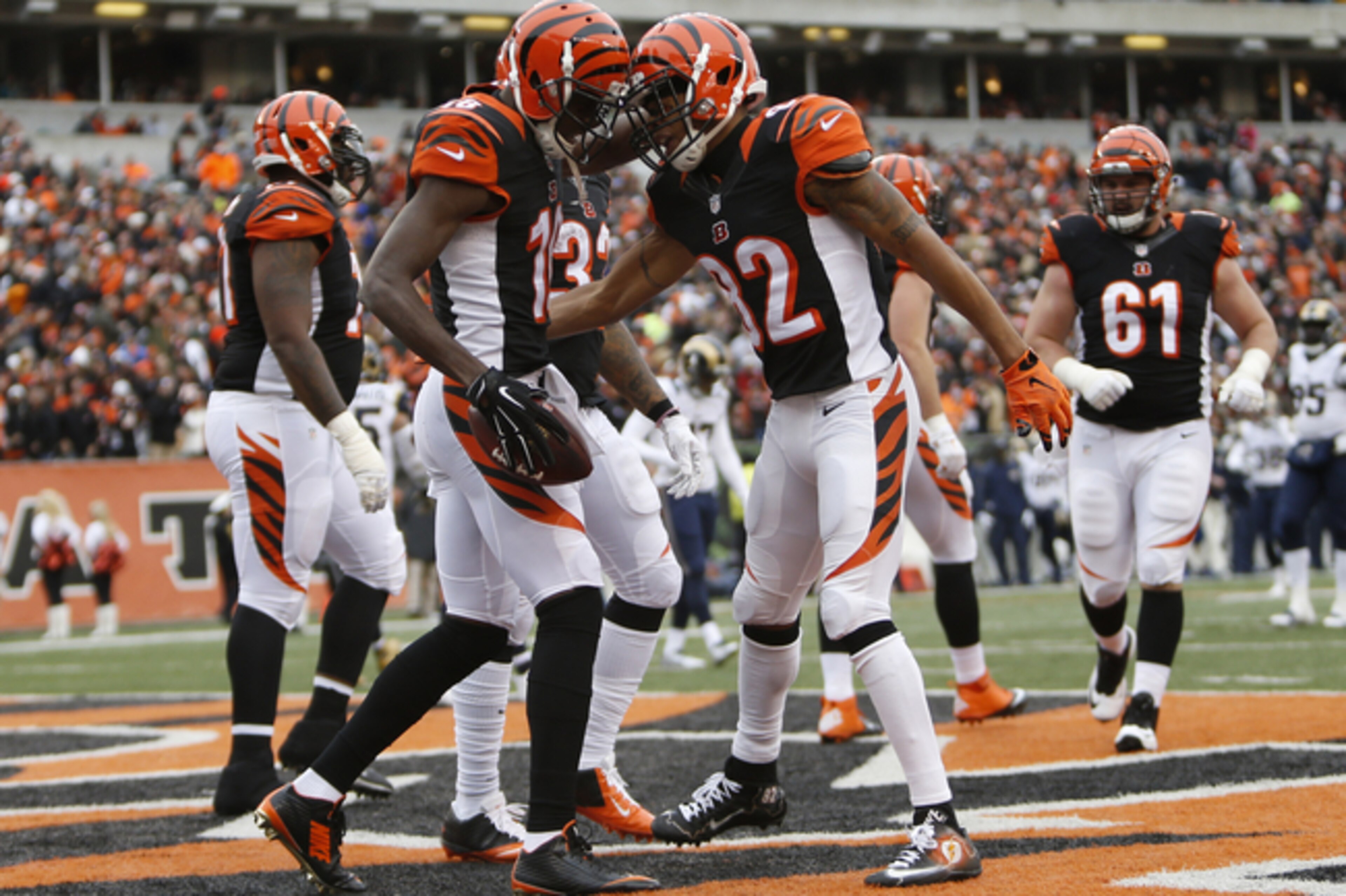 A.J. Green (with ball) and Marvin Jones each scored Sunday. A.J. Green (with ball) and Marvin Jones each scored Sunday.