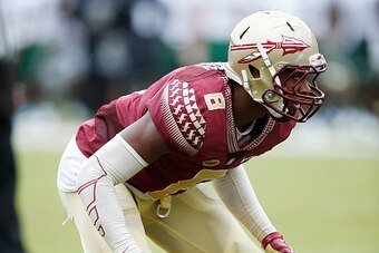 TALLAHASSEE, FL - SEPTEMBER 12: Jalen Ramsey #8 of the Florida State Seminoles in action against the South Florida Bulls during the game at Doak Campbell Stadium on September 12, 2015 in Tallahassee, Florida. Florida State defeated South Florida 34-14. (P