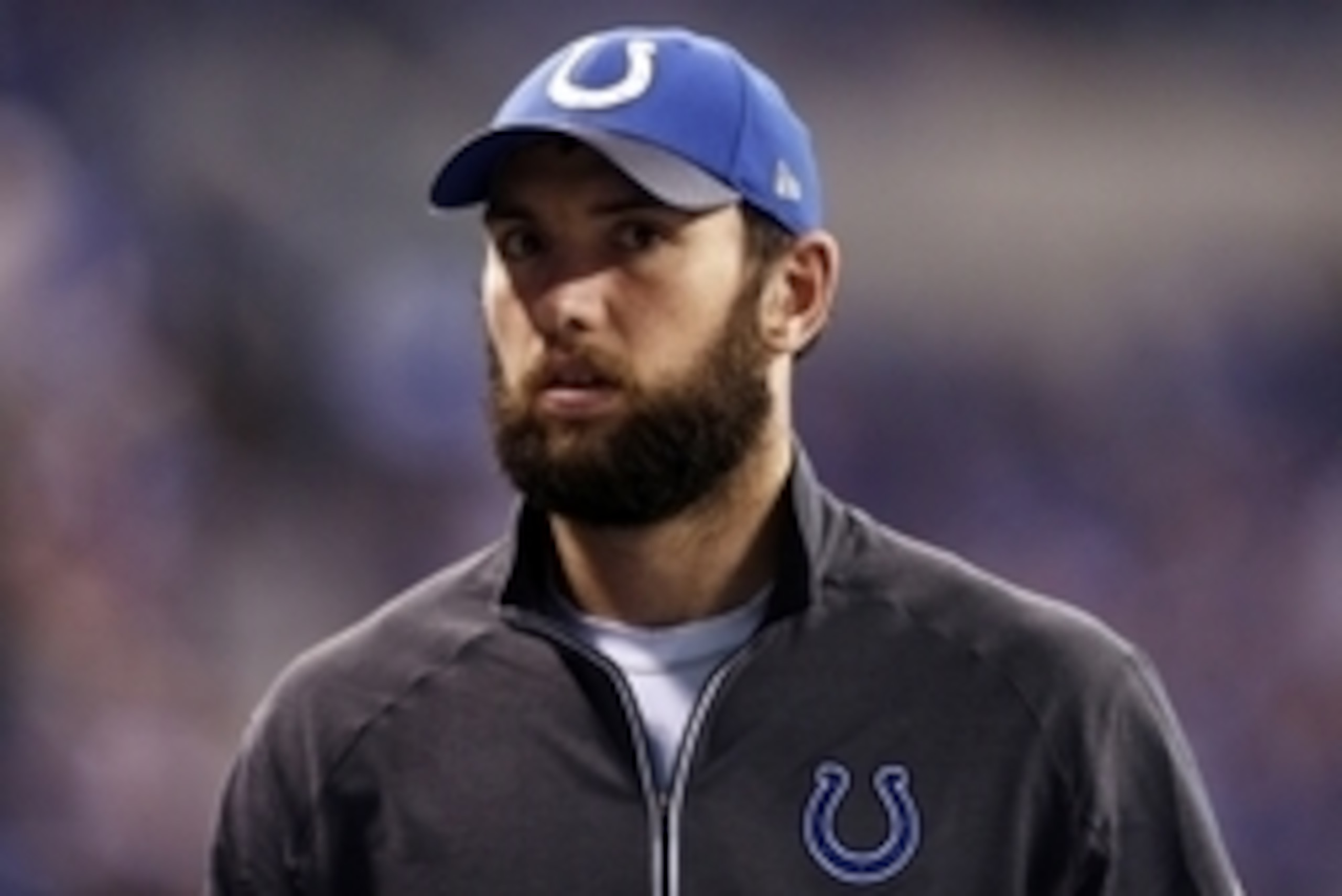 Nov 29, 2015; Indianapolis, IN, USA; Indianapolis Colts quarterback Andrew Luck walks to the locker room at half time against the Tampa Bay Buccaneers at Lucas Oil Stadium. Mandatory Credit: Brian Spurlock-USA TODAY Sports