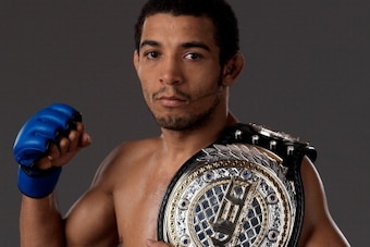 SACRAMENTO, CA - APRIL 21: World Featherweight Champion Jose Aldo poses for a portrait on April 21, 2010 in Sacramento, California. (Photo by Josh Hedges/Zuffa LLC/Zuffa LLC via Getty Images)