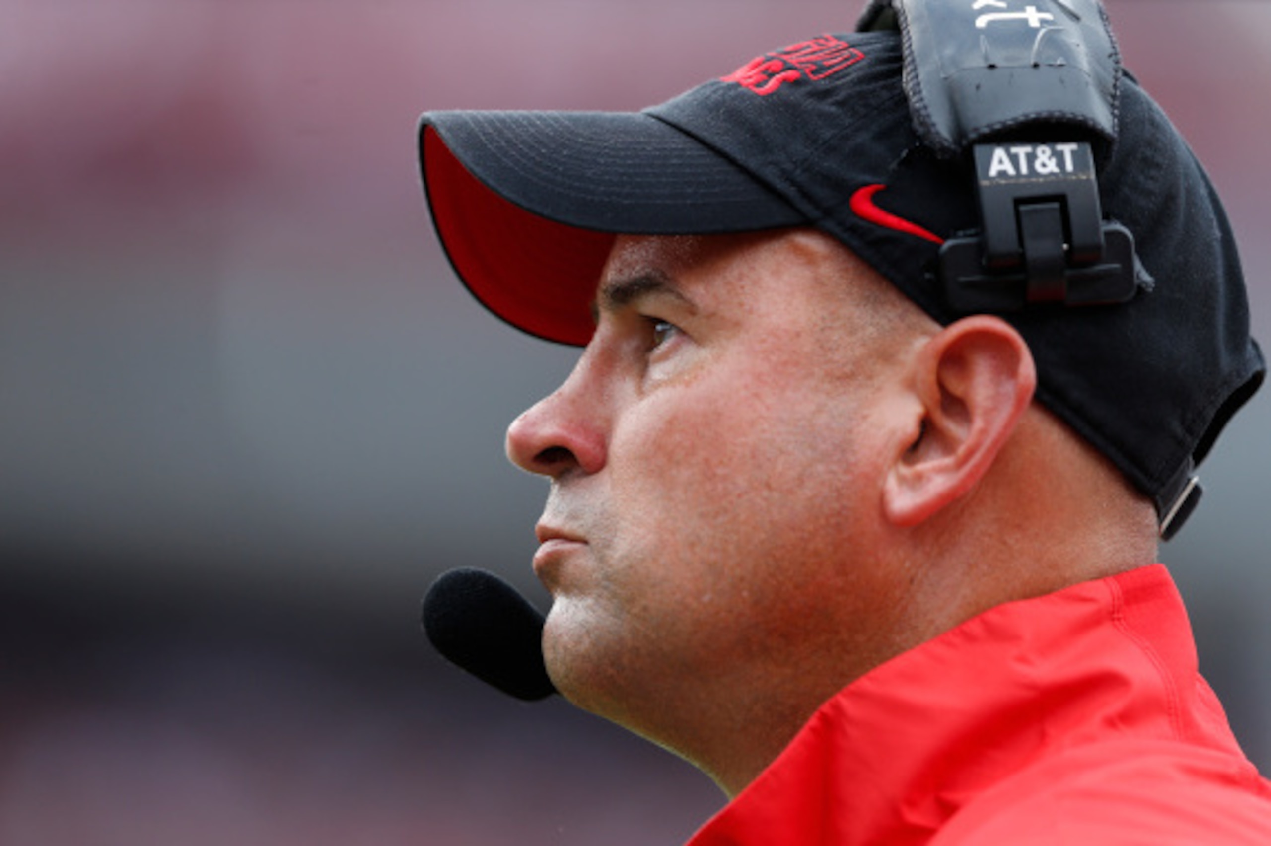 COLUMBIA, SC - SEPTEMBER 13: Georgia Bulldogs defensive coordinator Jeremy Pruitt looks on against the South Carolina Gamecocks during the game at Williams-Brice Stadium on September 13, 2014 in Columbia, South Carolina. South Carolina won 38-35. (Photo b