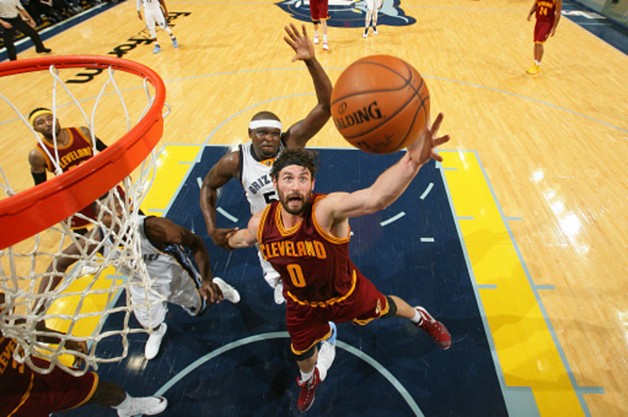 MEMPHIS, TN - OCTOBER 28:  Kevin Love #0 of the Cleveland Cavaliers goes up for a rebound against the Memphis Grizzlies on October 28, 2015 at FedExForum in Memphis, Tennessee. NOTE TO USER: User expressly acknowledges and agrees that, by downloading and 