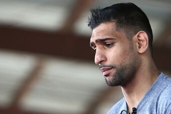 CANASTOTA, NY - JUNE 13: Boxing champion Amir Khan is seen during his boxing demo at the International Boxing Hall of Fame induction Weekend of Champions events on June 13, 2015 in Canastota, New York. (Photo by Alex Menendez/Getty Images)
