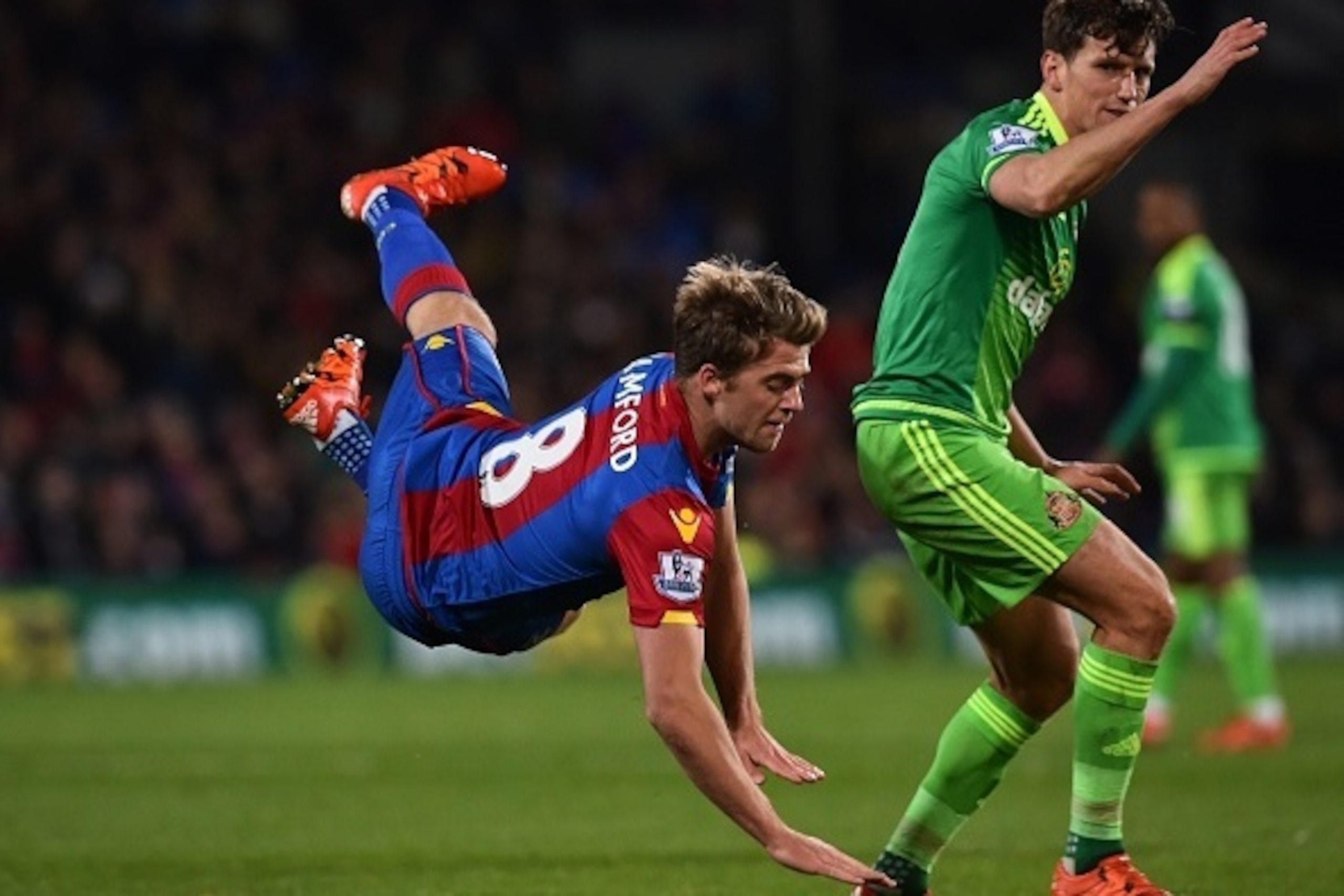 Crystal Palace's English striker Patrick Bamford (L) vies with Sunderland's English defender Billy Jones during the English Premier League football match between Crystal Palace and Sunderland at Selhurst Park in south London on November 23, 2015. AFP PHOT Crystal Palace's English striker Patrick Bamford (L) vies with Sunderland's English defender Billy Jones during the English Premier League football match between Crystal Palace and Sunderland at Selhurst Park in south London on November 23, 2015. AFP PHOT