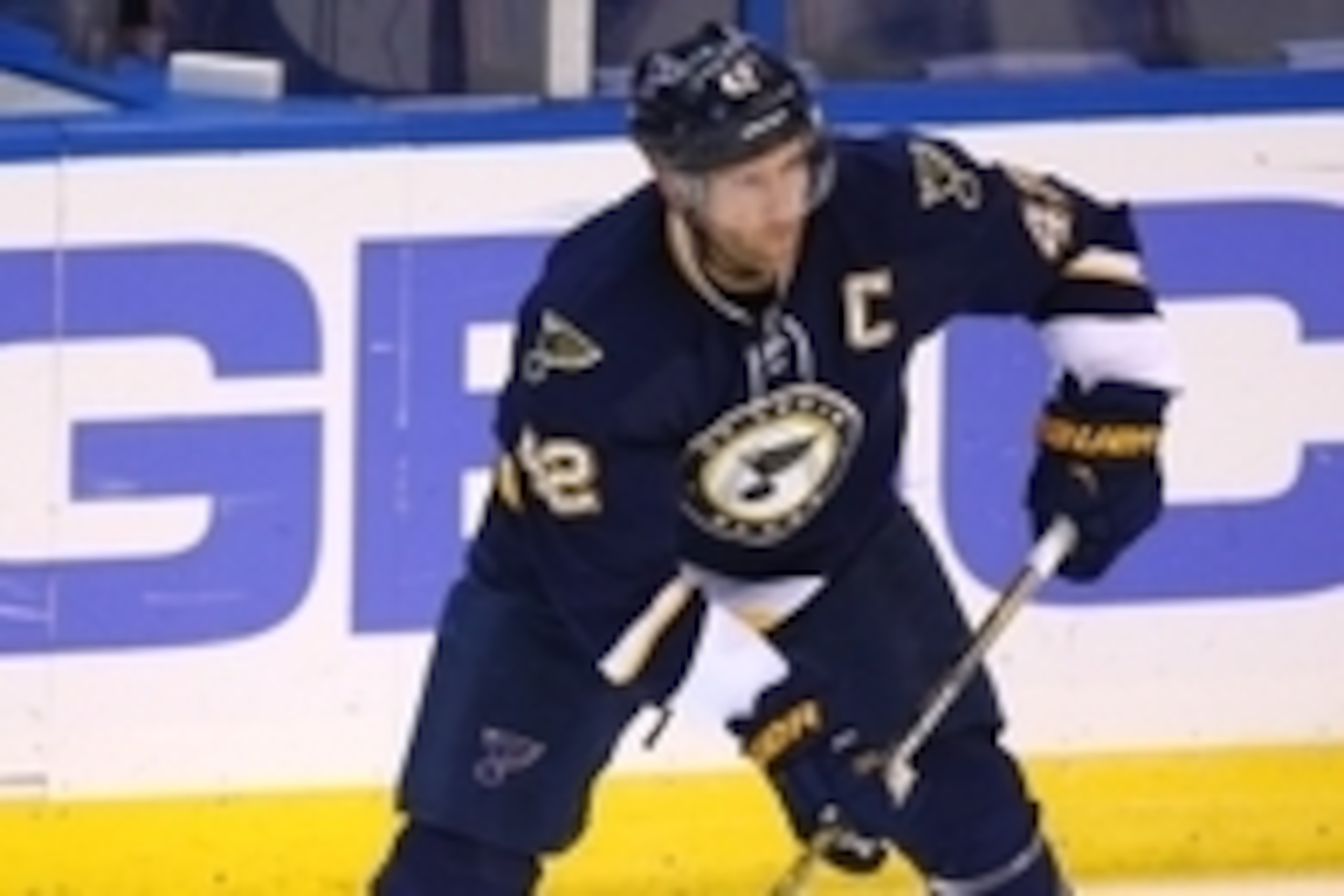 Dec 5, 2015; St. Louis, MO, USA; St. Louis Blues center David Backes (42) looks to pass the puck during a game against the Toronto Maple Leafs at Scottrade Center. Toronto won the game 4-1. Mandatory Credit: Billy Hurst-USA TODAY Sports