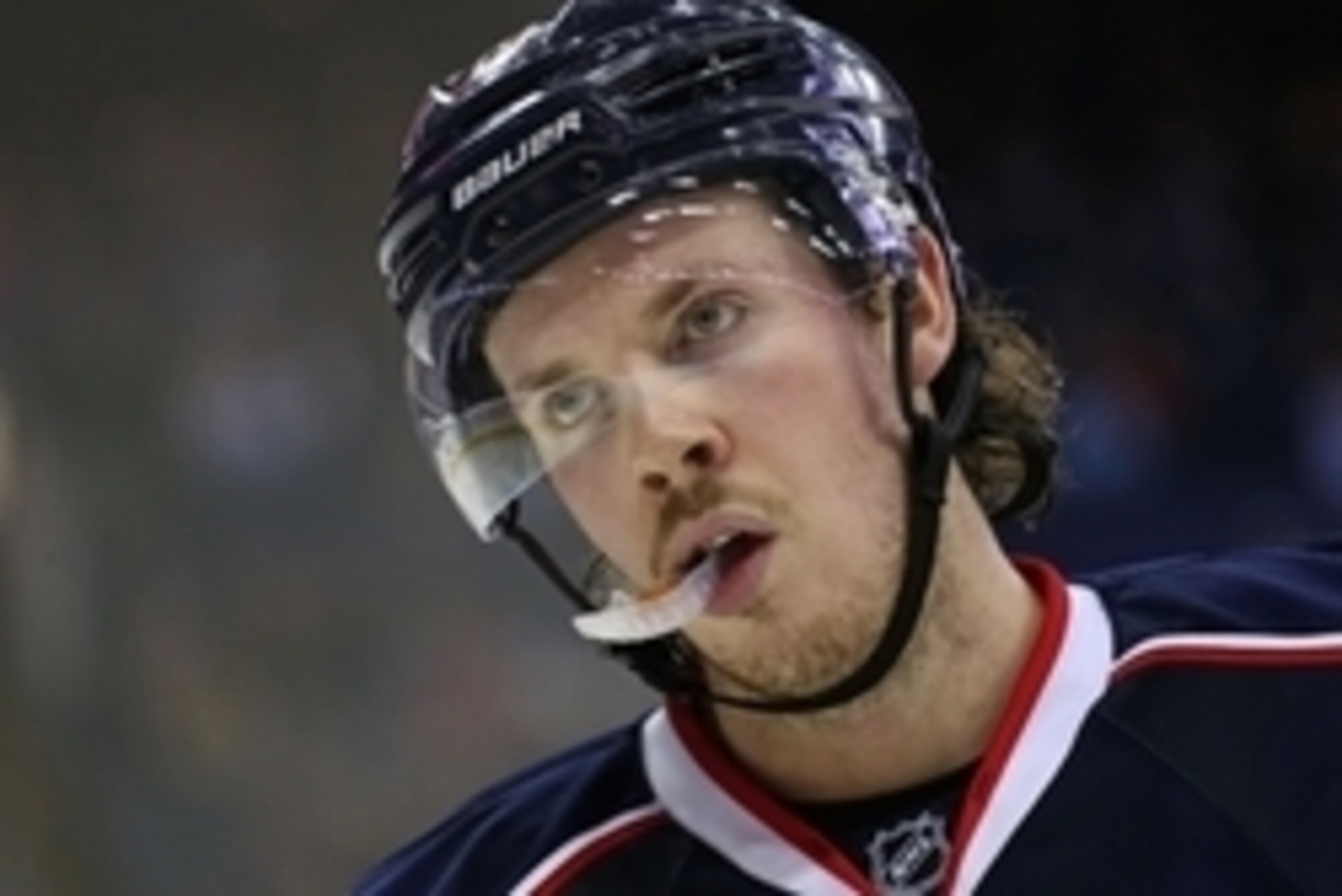 Nov 17, 2015; Columbus, OH, USA; Columbus Blue Jackets center Ryan Johansen (19) looks on in the third period against the St. Louis Blues at Nationwide Arena. The Blue Jackets won 3-1. Mandatory Credit: Aaron Doster-USA TODAY Sports