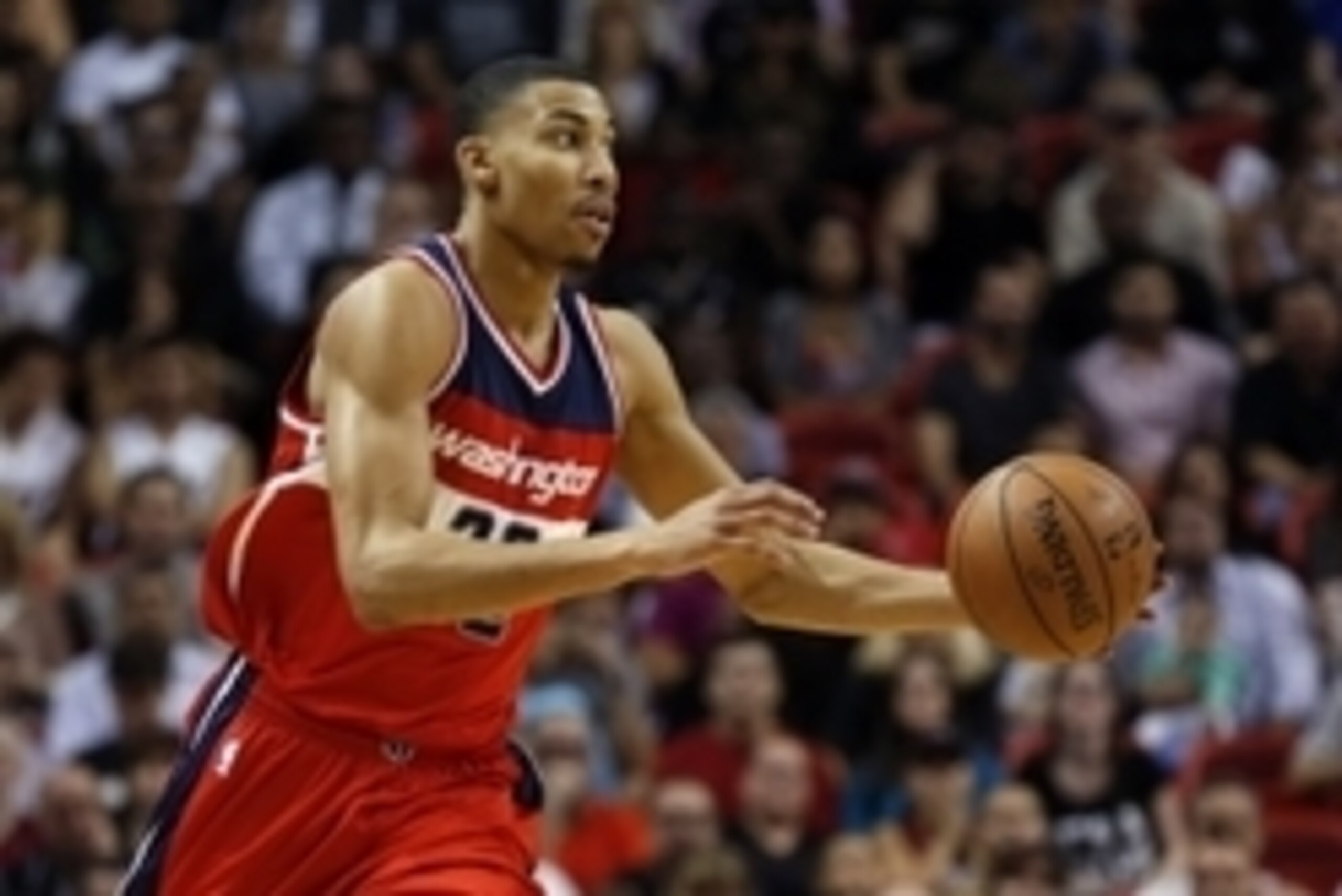 Dec 7, 2015; Miami, FL, USA; Washington Wizards forward Otto Porter Jr. (22) dribbles the ball during the first half against the Miami Heat at American Airlines Arena. Mandatory Credit: Steve Mitchell-USA TODAY Sports