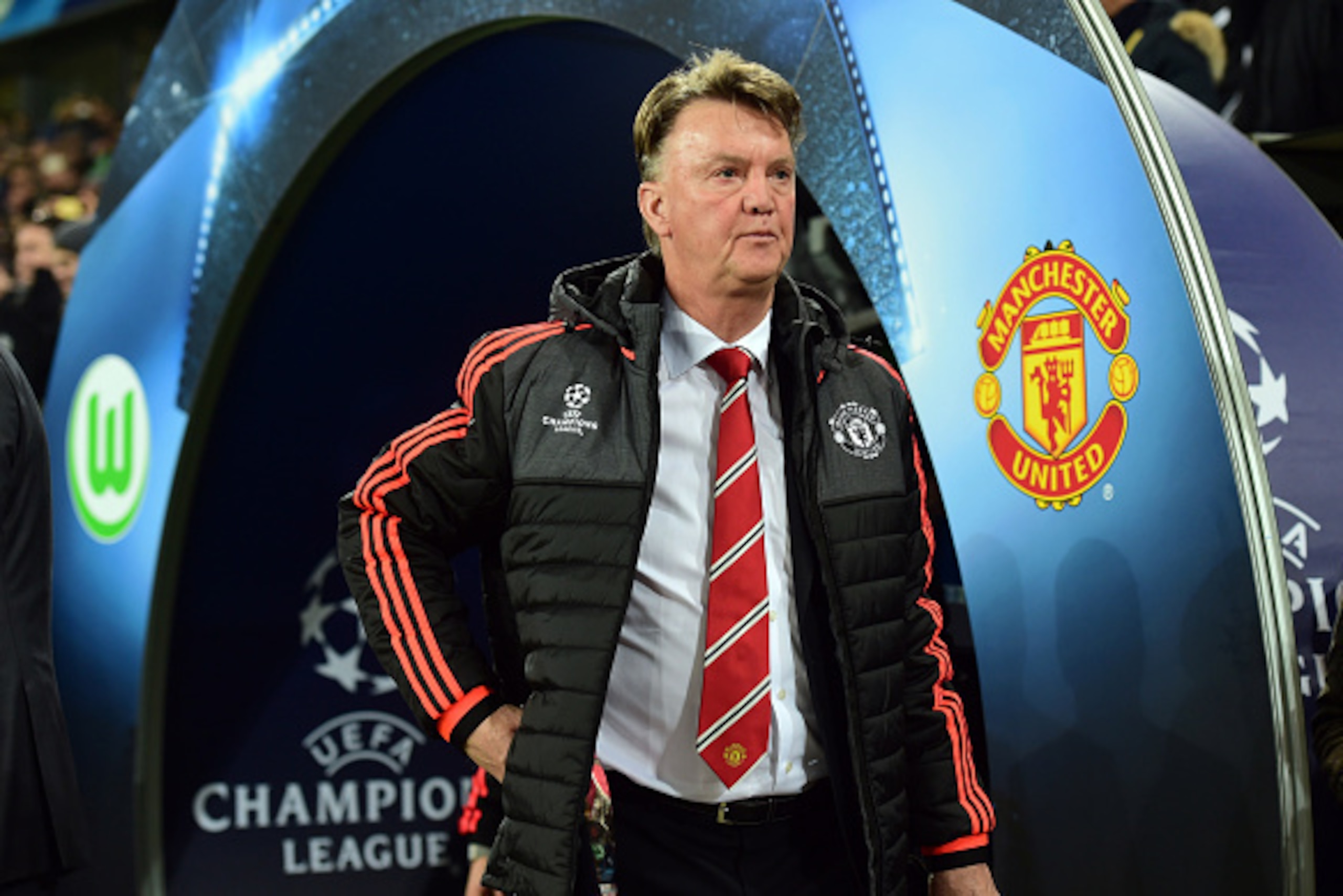 Manchester United's Dutch manager Louis van Gaal is pictured during the UEFA Champions League Group B second-leg football match VfL Wolfsburg vs Manchester United in Wolfsburg, central Germany, on December 8, 2015. AFP PHOTO / JOHN MACDOUGALL / AFP / JOHN