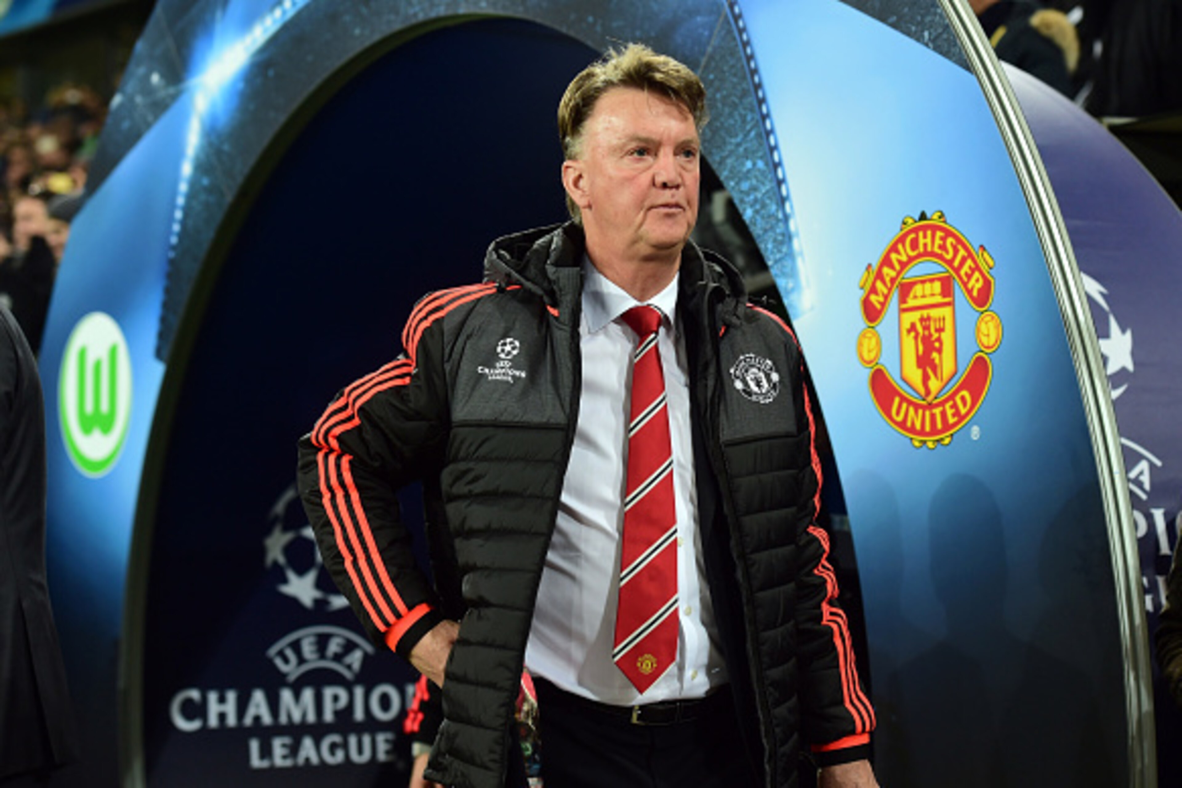 Manchester United's Dutch manager Louis van Gaal is pictured during the UEFA Champions League Group B second-leg football match VfL Wolfsburg vs Manchester United in Wolfsburg, central Germany, on December 8, 2015. AFP PHOTO / JOHN MACDOUGALL / AFP / JOHN