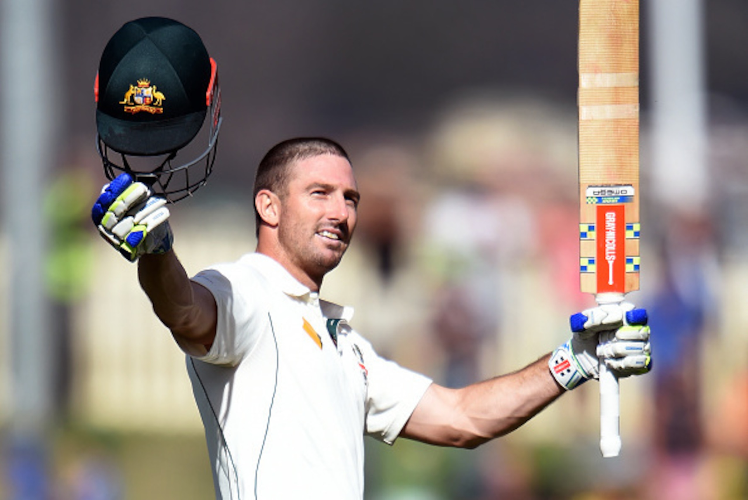 Australian batsman Shaun Marsh celebrates scoring his century against the West Indies on the first day of the first cricket Test match in Hobart on December 10, 2015. AFP PHOTO / William WEST --IMAGE RESTRICTED TO EDITORIAL USE - NO COMMERCIAL USE-- / Australian batsman Shaun Marsh celebrates scoring his century against the West Indies on the first day of the first cricket Test match in Hobart on December 10, 2015. AFP PHOTO / William WEST --IMAGE RESTRICTED TO EDITORIAL USE - NO COMMERCIAL USE-- /