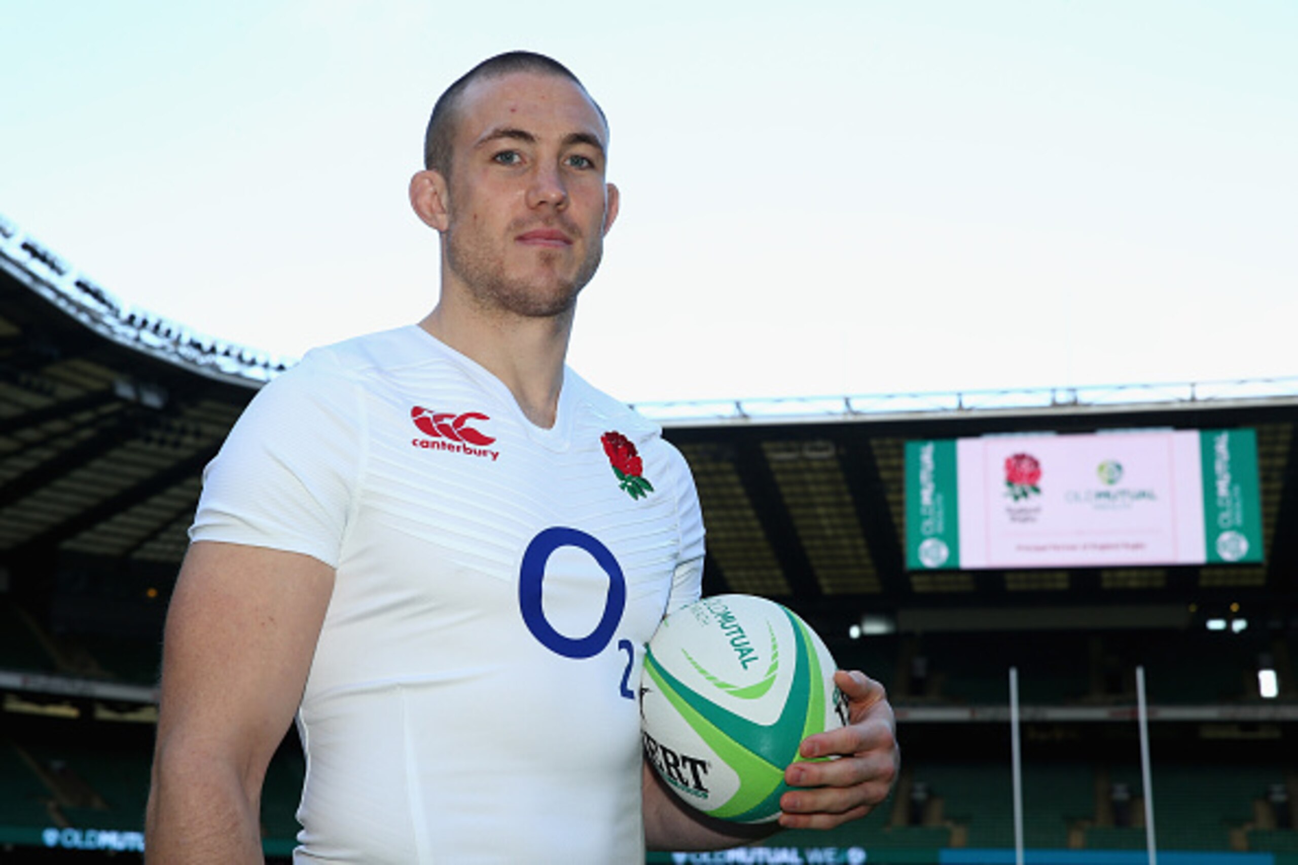 LONDON, ENGLAND - DECEMBER 02:  England player Mike Brown poses for photographs at the launch of the 2016 Old Mutual Wealth Series at Twickenham Stadium on December 2, 2015 in London, England.  (Photo by Harry Engels/Getty Images)