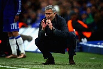 LONDON, ENGLAND - DECEMBER 09:  Jose Mourinho manager of Chelsea reacts during the UEFA Champions League Group G match between Chelsea FC and FC Porto at Stamford Bridge on December 9, 2015 in London, United Kingdom.  (Photo by Clive Mason/Getty Images)