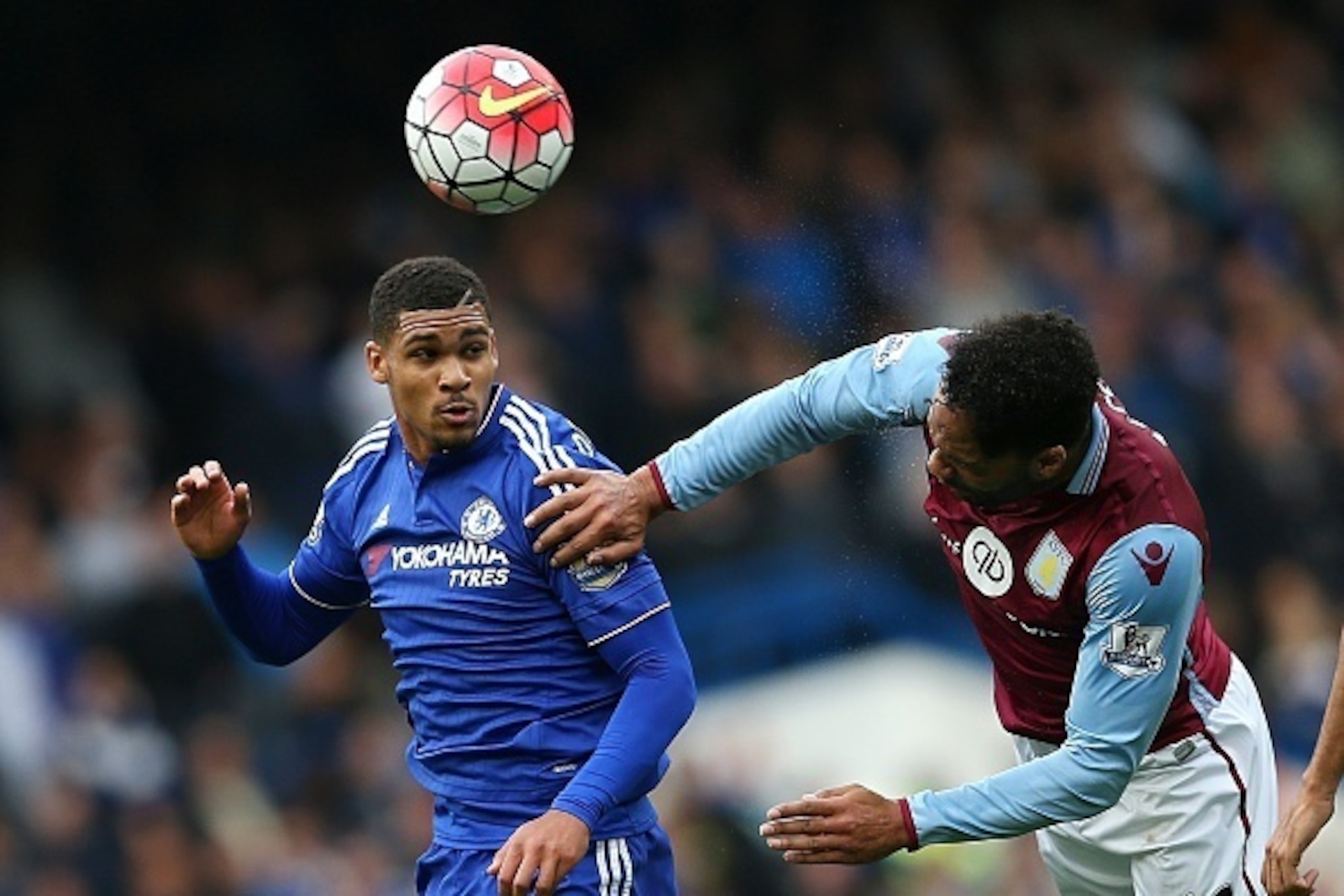 Aston Villa's English defender Joleon Lescott (R) vies for the ball against Chelsea's English midfielder Ruben Loftus-Cheek during the English Premier League football match between Chelsea and Aston Villa at Stamford Bridge in London on October 17, 2015. Aston Villa's English defender Joleon Lescott (R) vies for the ball against Chelsea's English midfielder Ruben Loftus-Cheek during the English Premier League football match between Chelsea and Aston Villa at Stamford Bridge in London on October 17, 2015.