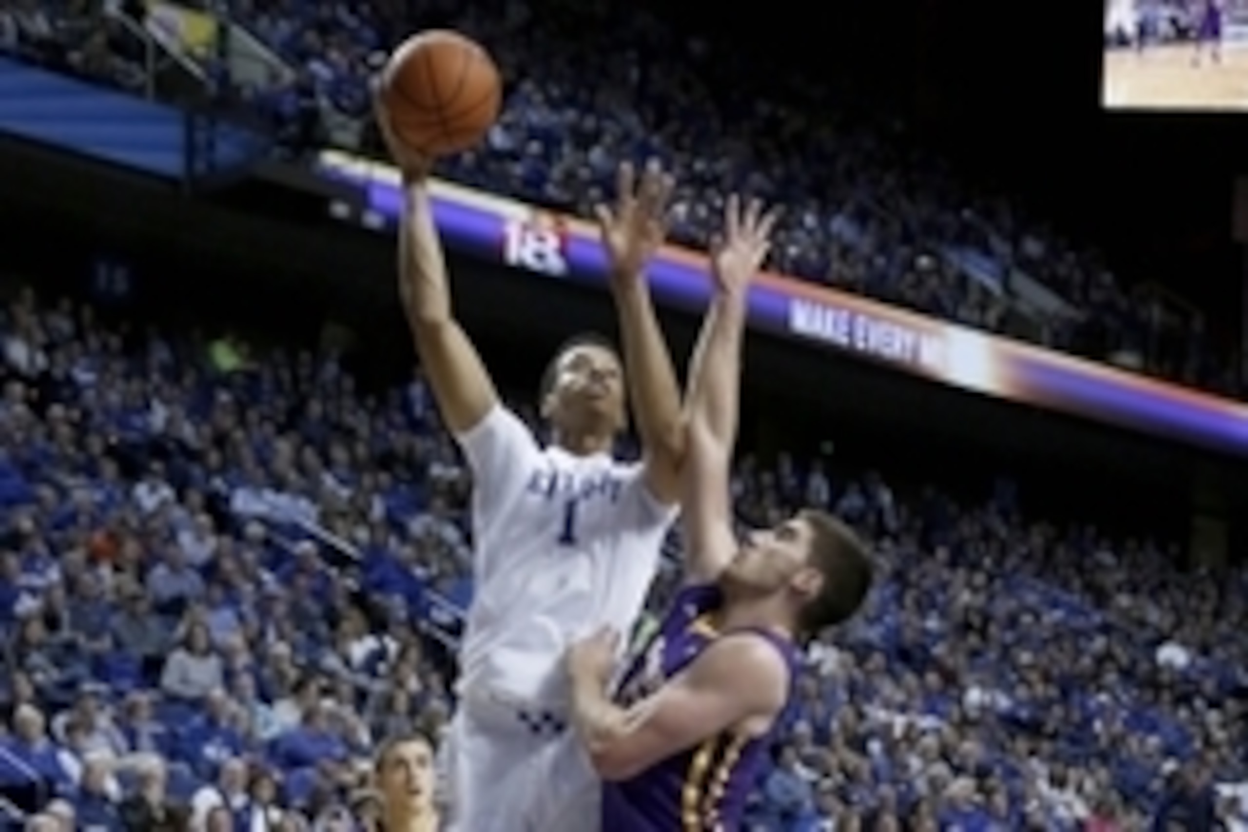 Nov 13, 2015; Lexington, KY, USA; Kentucky Wildcats forward Skal Labissiere (1) shoots the ball against Albany Great Danes forward Mike Rowley (10) in the second half of the game at Rupp Arena. Mandatory Credit: Mark Zerof-USA TODAY Sports
