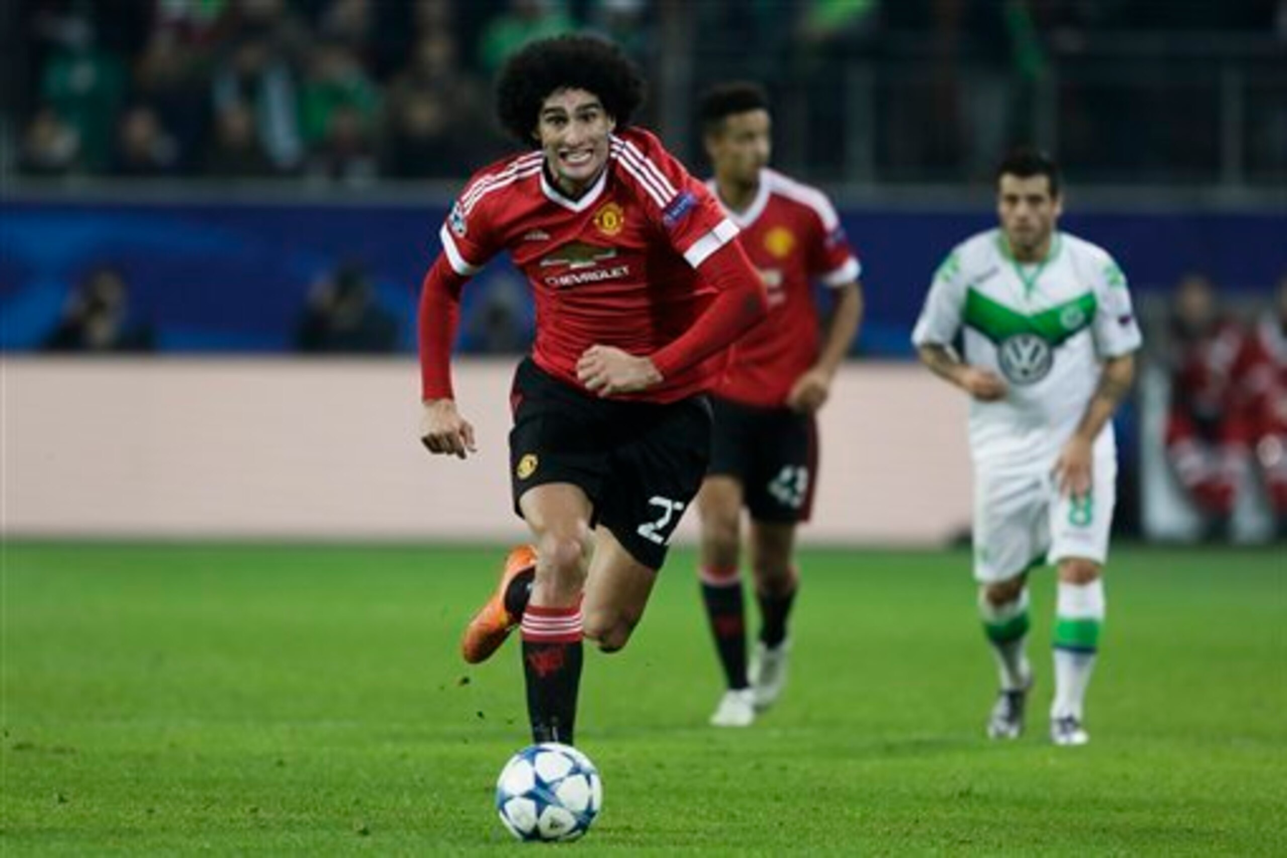 Fellaini in action against Wolfsburg