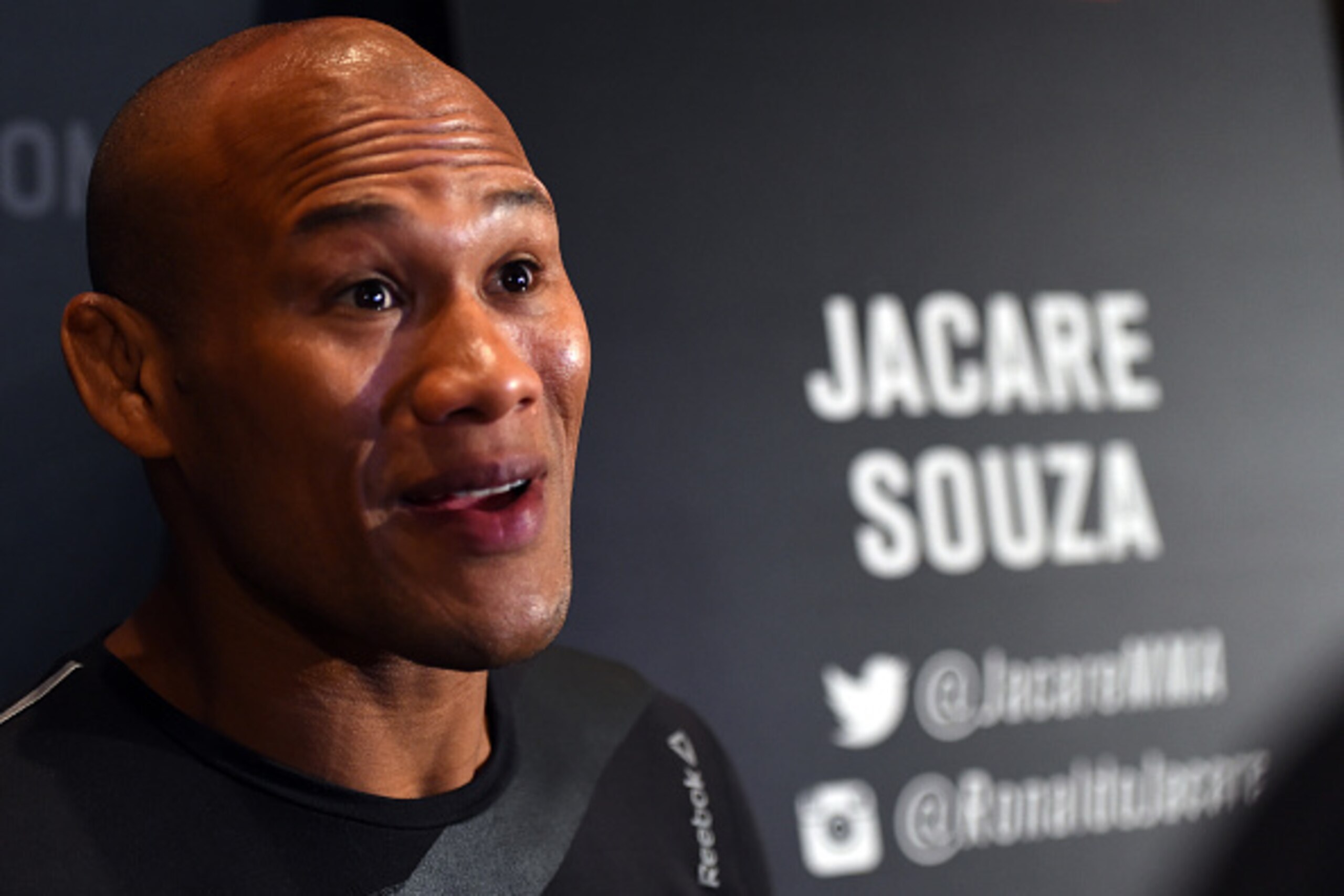 LAS VEGAS, NV - DECEMBER 09:  Ronaldo 'Jacare' Souza of Brazil interacts with media during the UFC Ultimate Media Day at MGM Grand Hotel & Casino on December 9, 2015 in Las Vegas, Nevada.  (Photo by Josh Hedges/Zuffa LLC/Zuffa LLC via Getty Images)