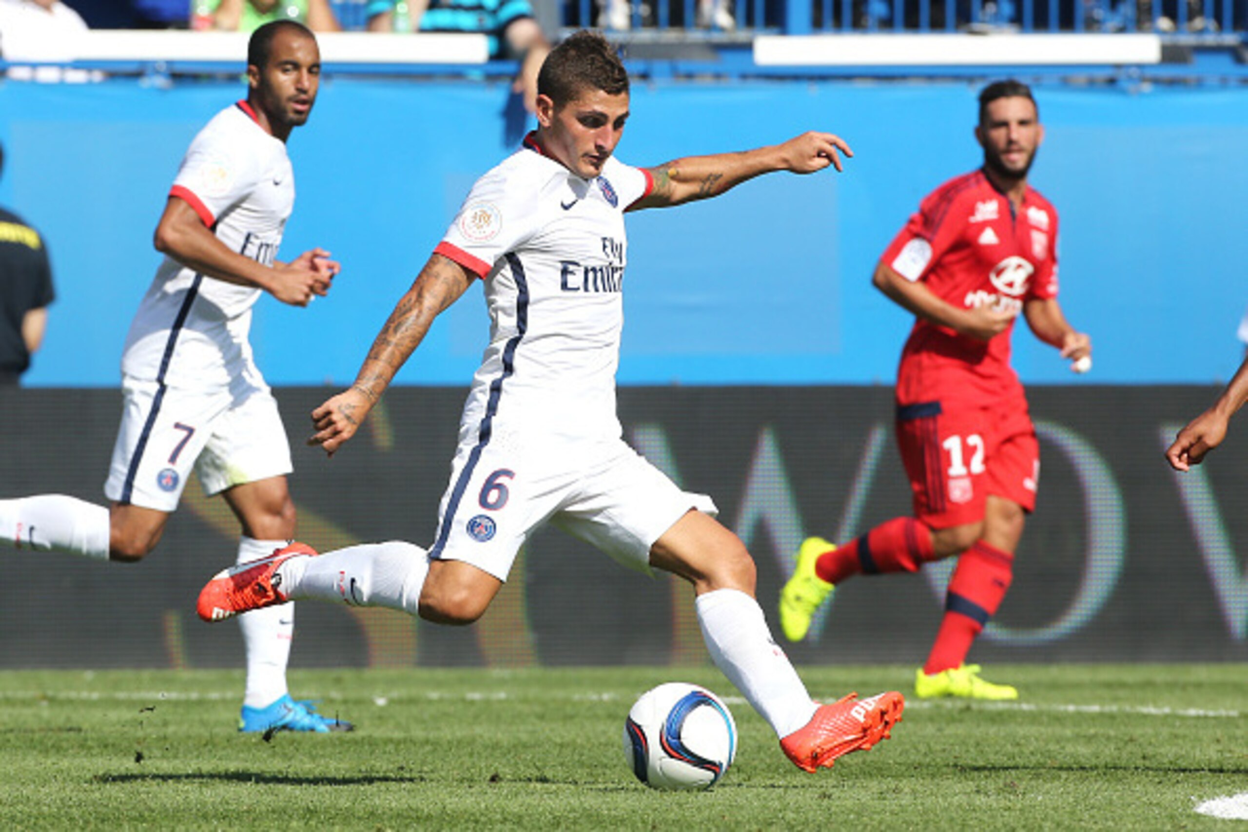 MONTREAL, QC - AUGUST 1: Marco Verratti of PSG in action during the 2015 Trophee des Champions between Paris Saint-Germain (PSG) and Olympique Lyonnais (OL) at Stade Saputo on August 1, 2015 in Montreal, Quebec, Canada. (Photo by Jean Catuffe/Getty Image MONTREAL, QC - AUGUST 1: Marco Verratti of PSG in action during the 2015 Trophee des Champions between Paris Saint-Germain (PSG) and Olympique Lyonnais (OL) at Stade Saputo on August 1, 2015 in Montreal, Quebec, Canada. (Photo by Jean Catuffe/Getty Image