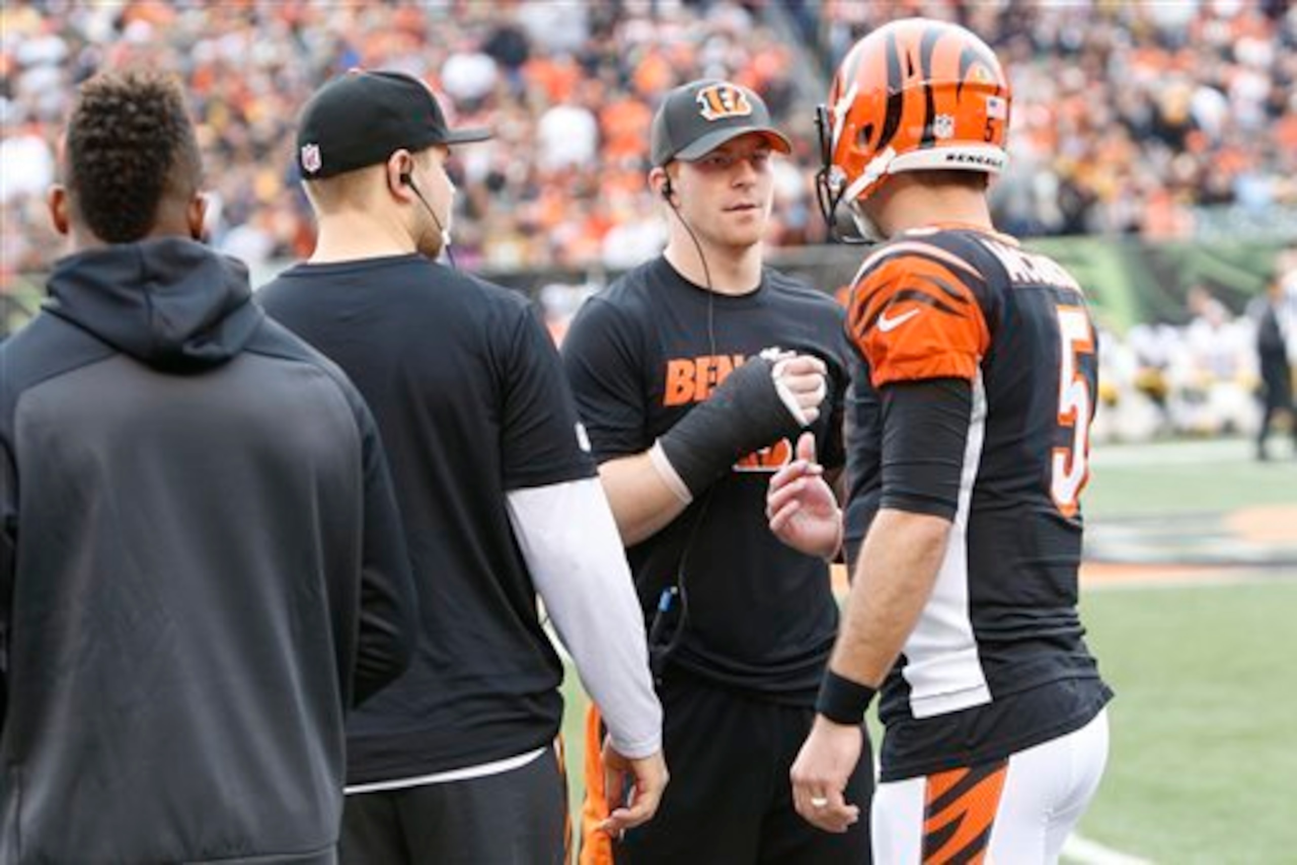 Dalton's first-team reps now go to McCarron, who will have the starter guiding his way. Dalton's first-team reps now go to McCarron, who will have the starter guiding his way.