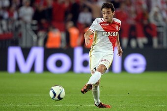 Monaco's midfielder Bernardo Silva kicks the ball during the French L1 football match between Bordeaux and Monaco at the Matmut Atlantique stadium in Bordeaux, southwestern France,  on November 8, 2015. AFP PHOTO / NICOLAS TUCAT        (Photo credit shoul