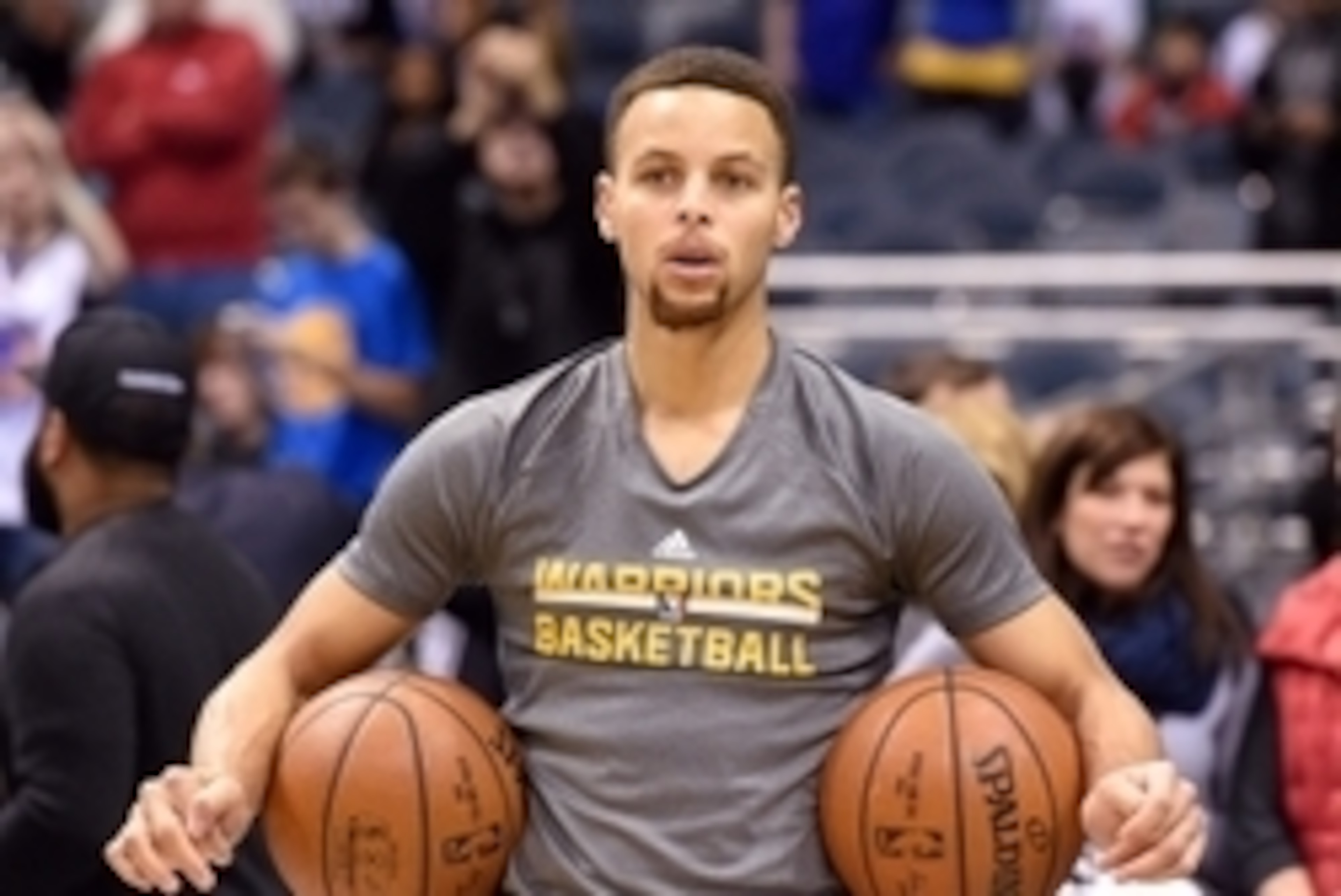 Dec 12, 2015; Milwaukee, WI, USA;  Golden State Warriors guard Stephen Curry (30) warms up before game against the Milwaukee Bucks at BMO Harris Bradley Center. Mandatory Credit: Benny Sieu-USA TODAY Sports