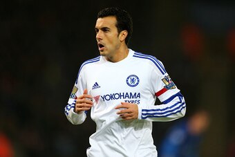 LEICESTER, ENGLAND - DECEMBER 14:  Pedro of Chelsea during the Barclays Premier League match between Leicester City and Chelsea at the King Power Stadium on December 14, 2015 in Leicester, England.  (Photo by Catherine Ivill - AMA/Getty Images)
