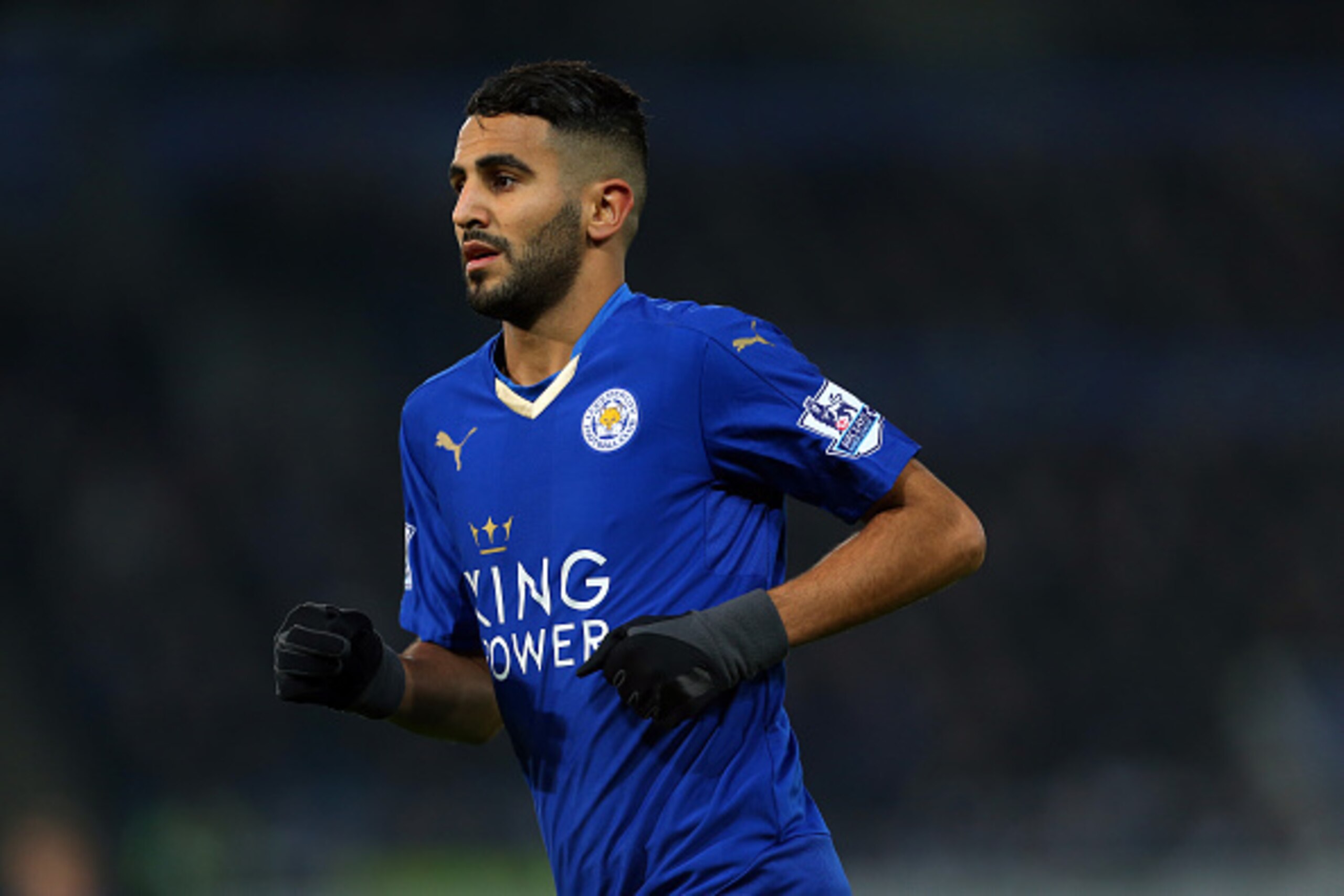 LEICESTER, ENGLAND - DECEMBER 14:  Riyad Mahrez of Leicester City during the Barclays Premier League match between Leicester City and Chelsea at the King Power Stadium on December 14, 2015 in Leicester, England.  (Photo by Catherine Ivill - AMA/Getty Imag
